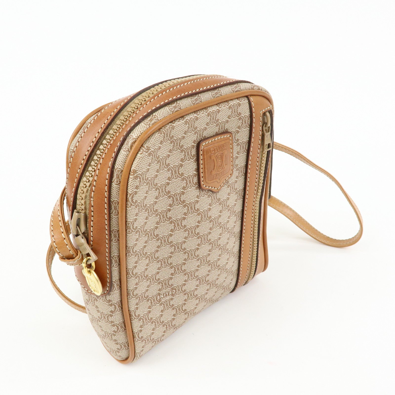 CELINE Macadam PVC Leather Mini Shoulder Crossbody Bag Beige