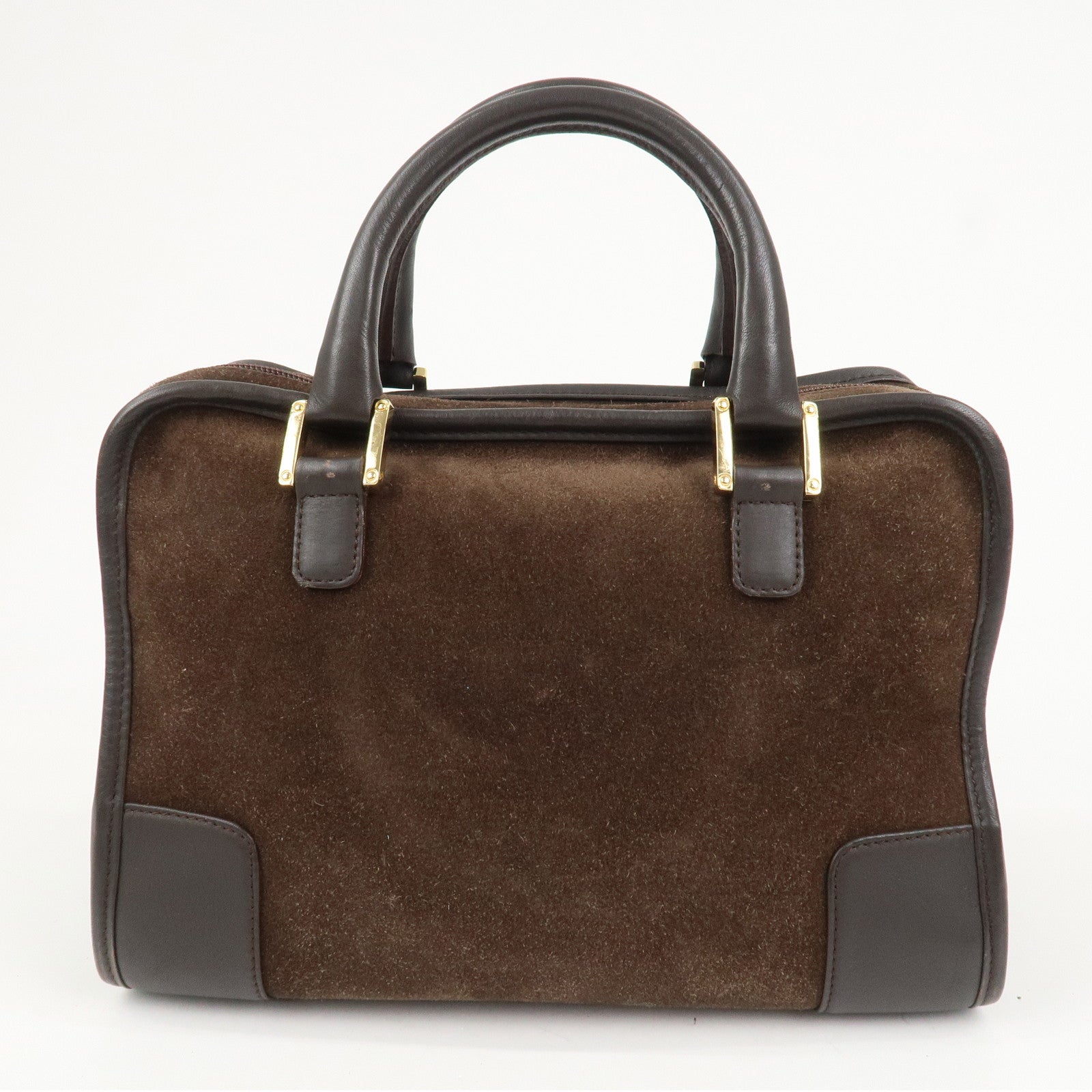 LOEWE Anagram Suede Leather Amazona 28 Hand Bag Brown