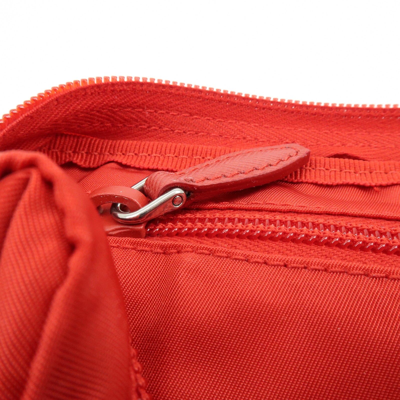 PRADA Triangle Logo Nylon Pouch Cosmetic Pouch Red
