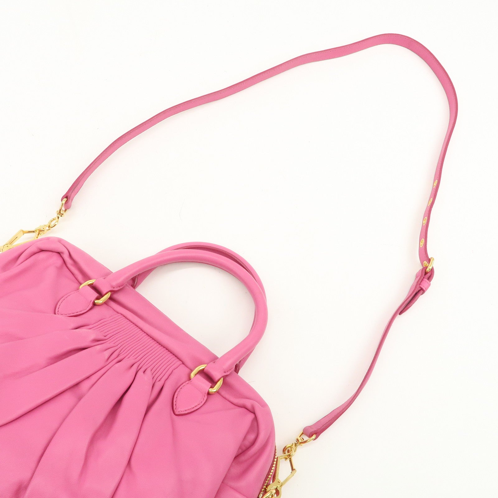MIU MIU Logo Leather 2Way Bag Hand Bag Shoulder Bag Pink RL0048