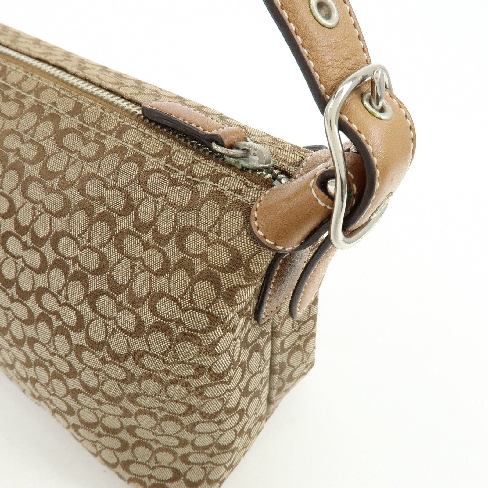 COACH Signature Canvas Leather Hand Bag Shoulder Bag Brown