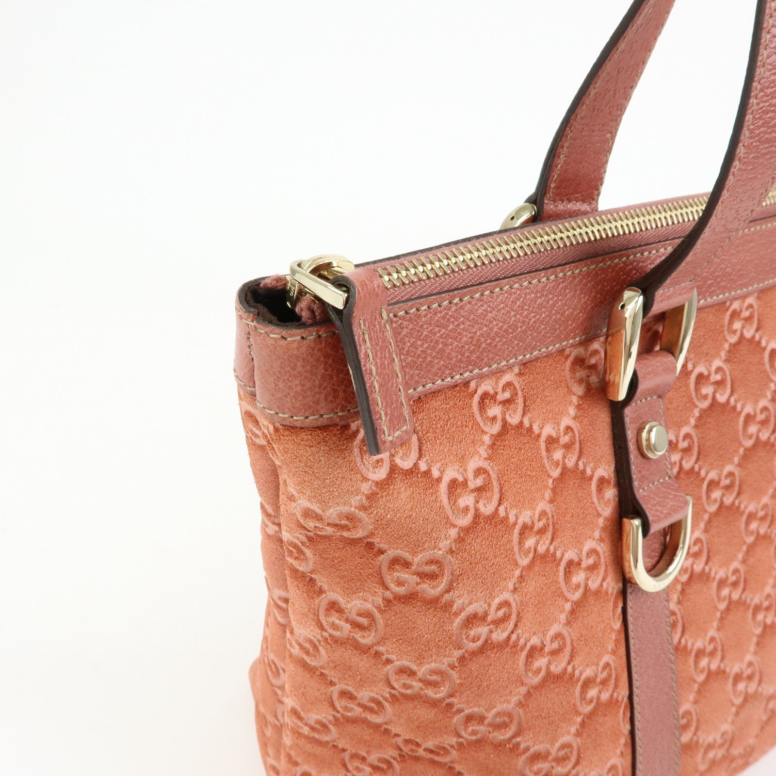 GUCCI Abbey Suede Leather Tote Bag Hand Bag Pink 141470
