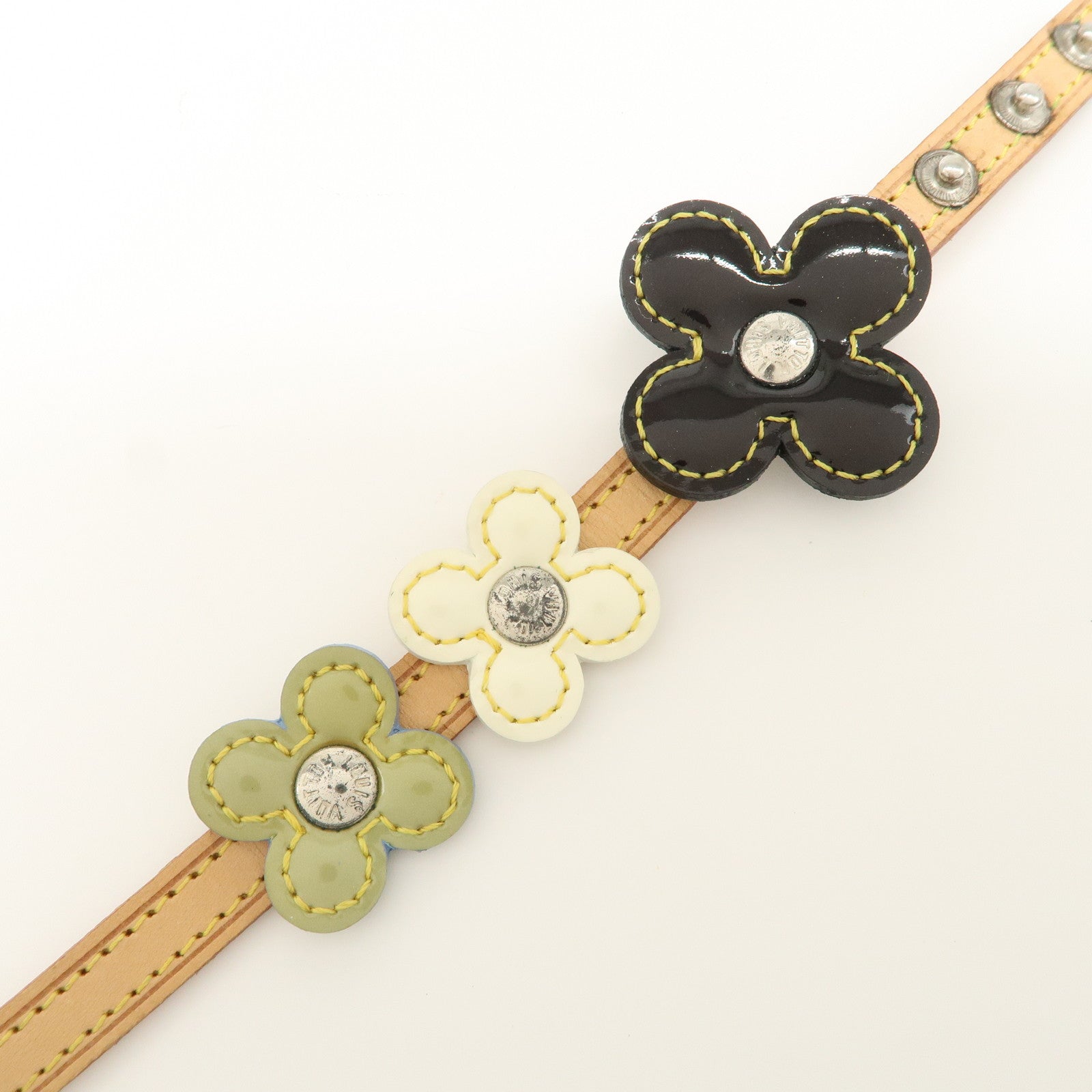 Louis Vuitton Nume Leather Vernis Lethear Flower Lexington Choker Bracelet Natural M92252
