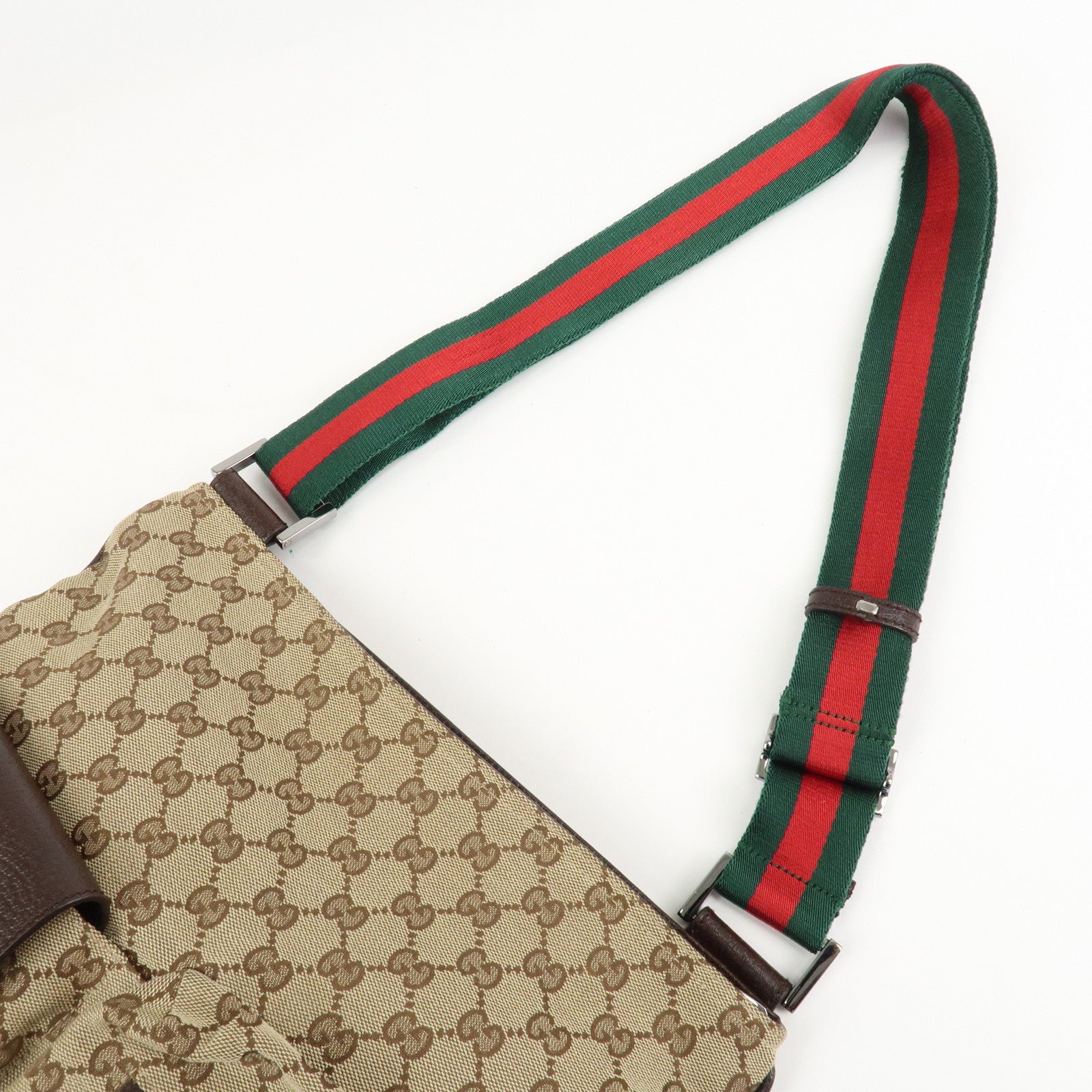 GUCCI Sherry GG Canvas Leather Shoulder Bag Beige Brown 169937