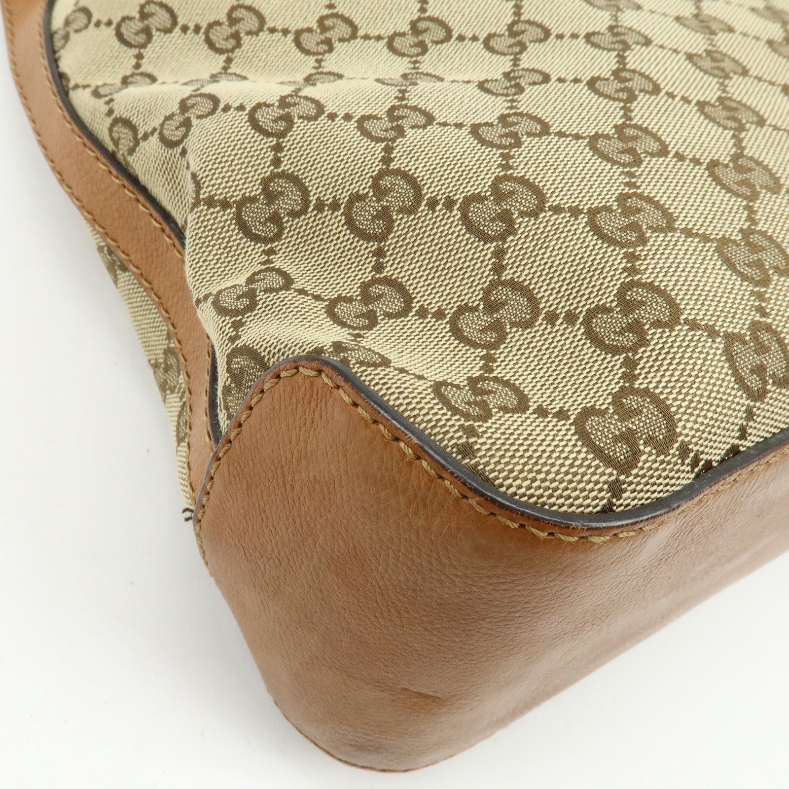GUCCI Marrakech GG Canvas Leather Shoulder Bag Brown 257026