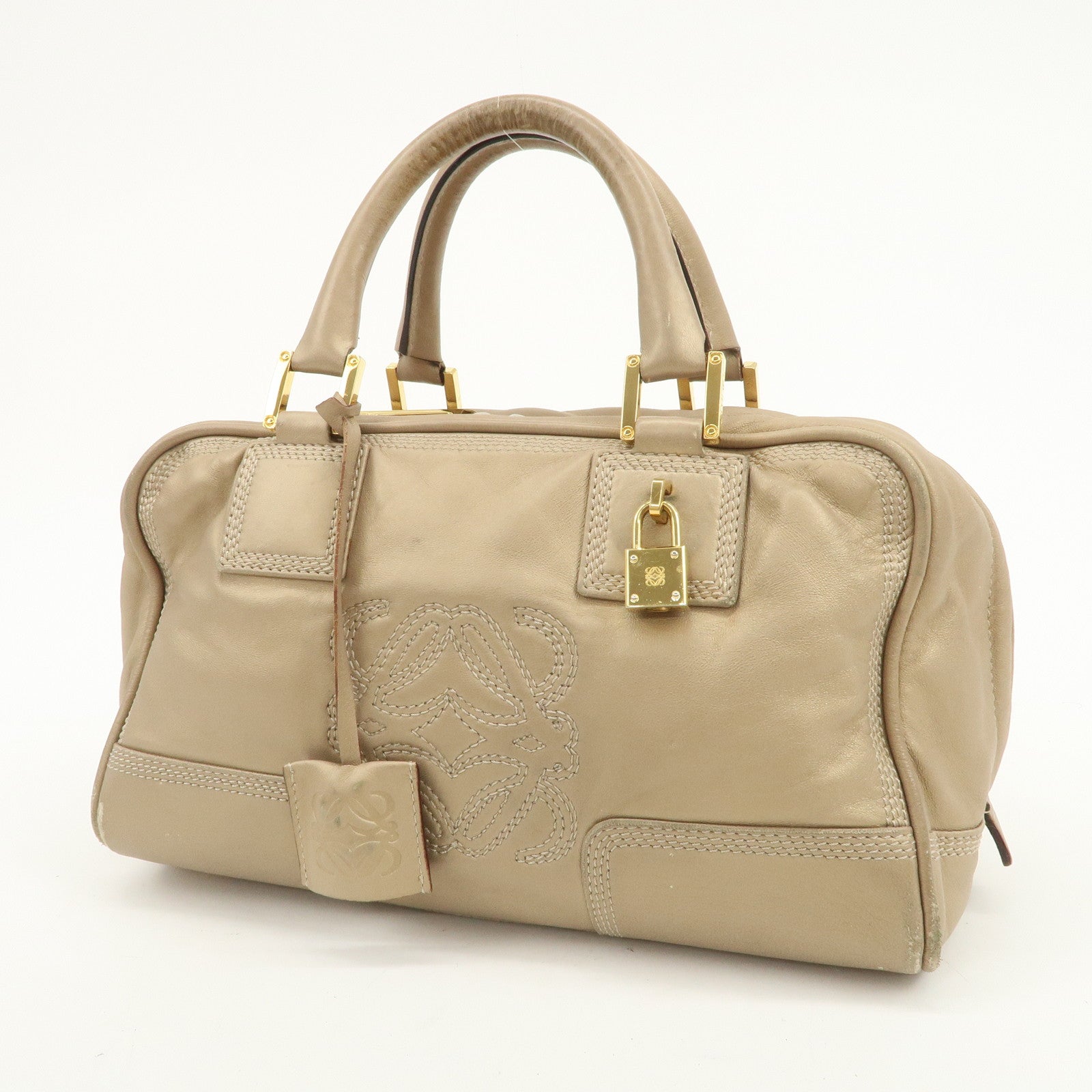 LOEWE Anagram Amazona 28 Nappa Leather Hand Bag Gold