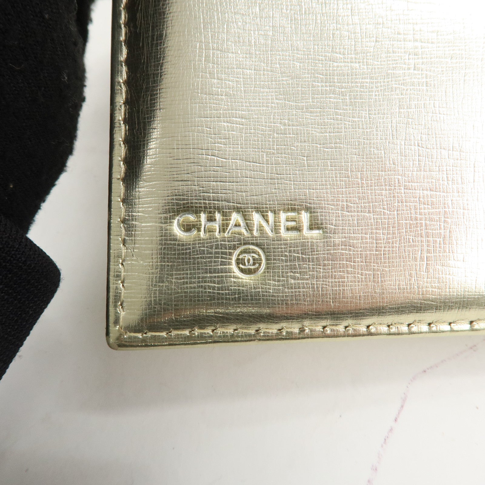 CHANEL Leather Coco Mark Long Wallet Gold Gold Hardware A27156 Used