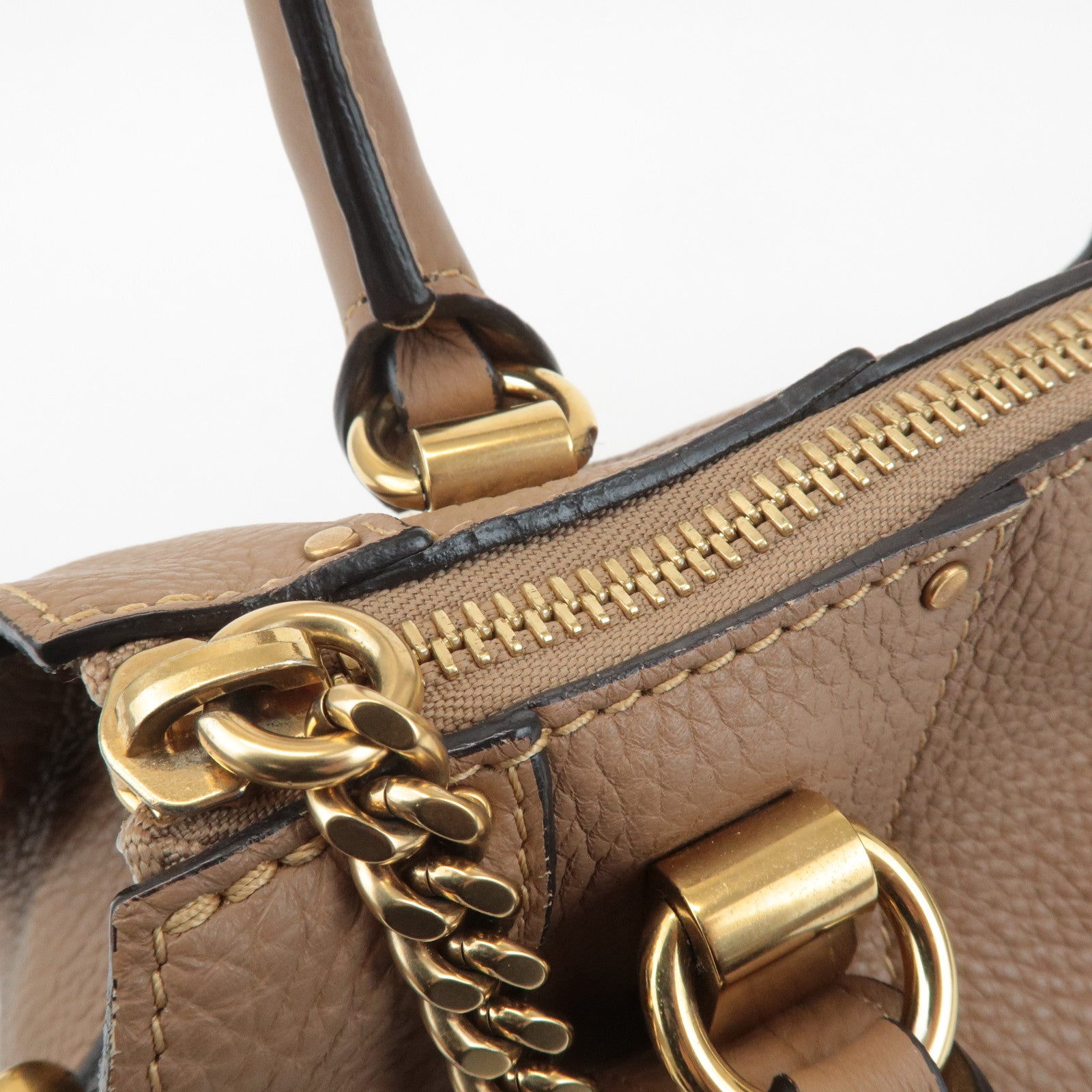 Chloe Hayley Leather 2WAY Bag Hand Bang Shoulder Bag Brown