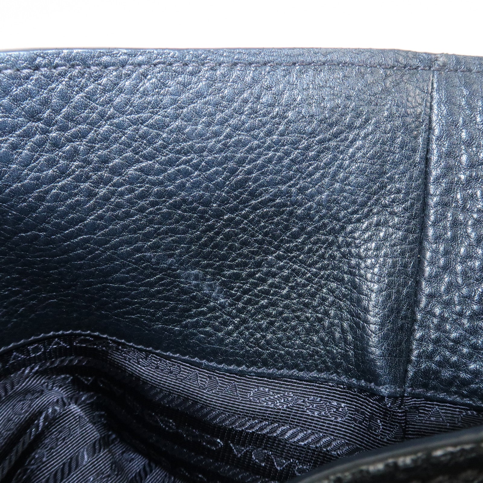 PRADA Logo Leather Tote Bag Shoulder Bag Black 1BG100 Used