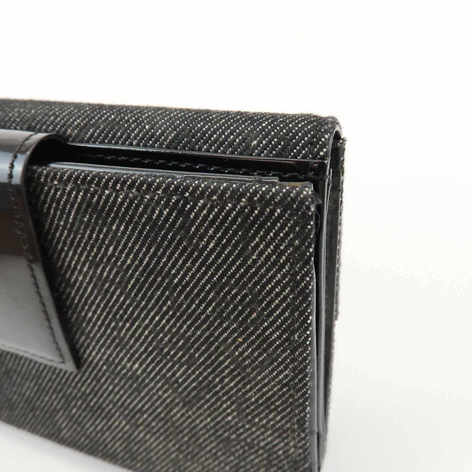 BVLGARI Logo Mania Canvas Leather Bi-fold Long Wallet Black