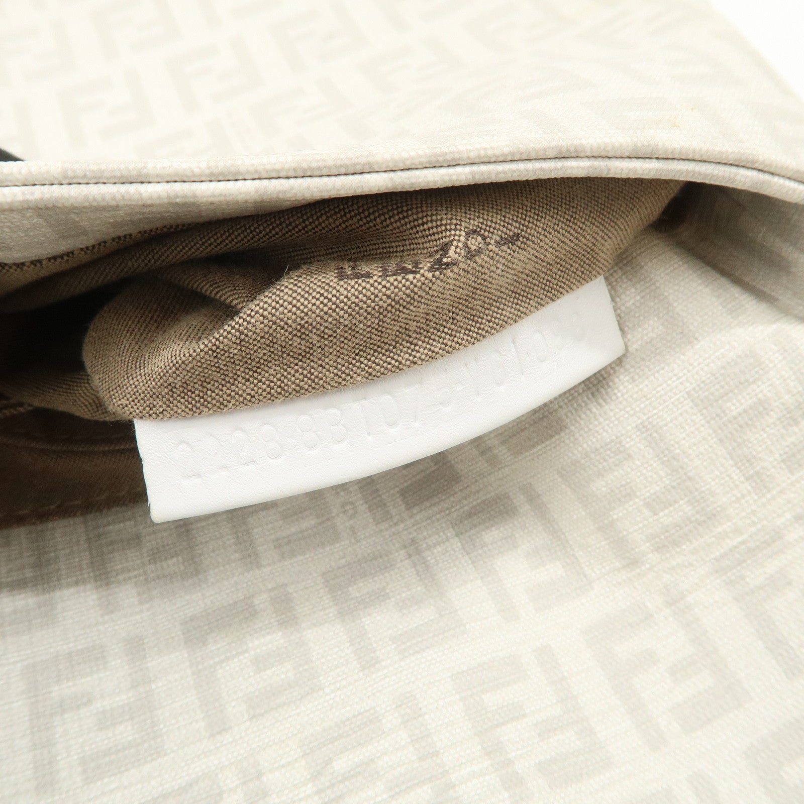 FENDI Zucchino PVC Leather Shoulder Bag Crossbody Bag White 8BT075