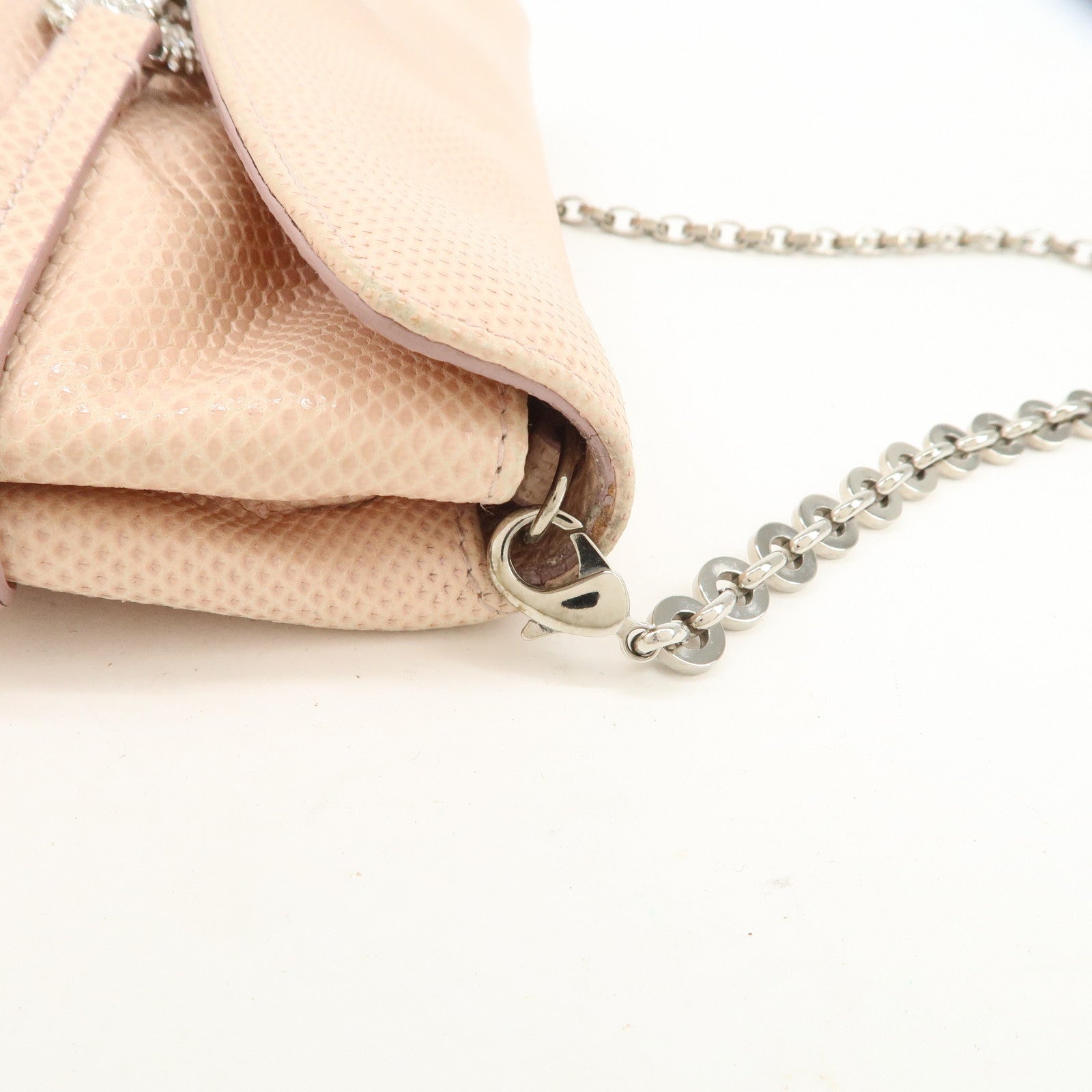 Ferragamo Gancini Leather Chain Hand Bag Shoulder Bag Pink