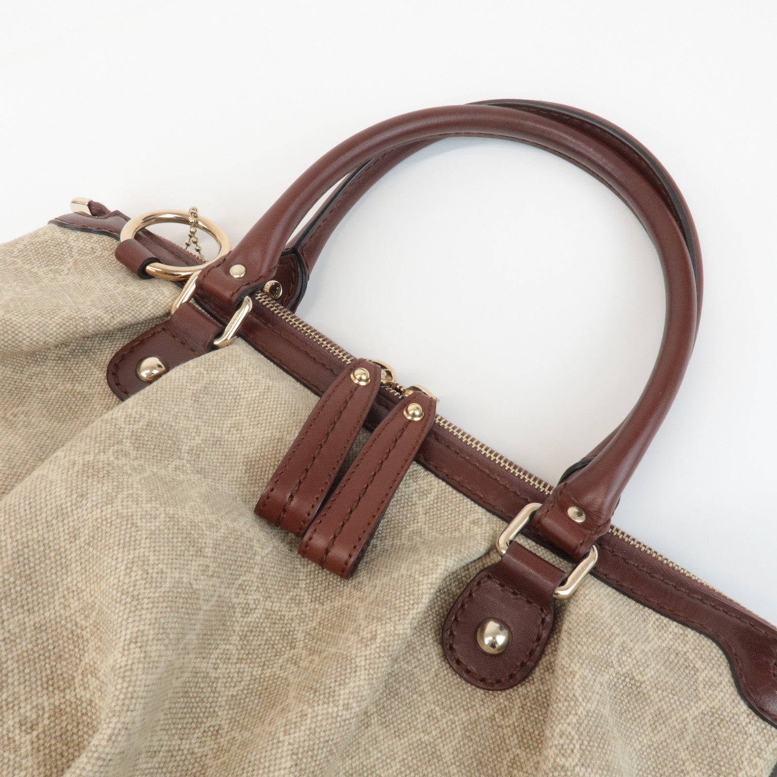 GUCCI Sukey GG Canvas Leather 2Way Bag Hand Bag Beige Brown 247902 Used