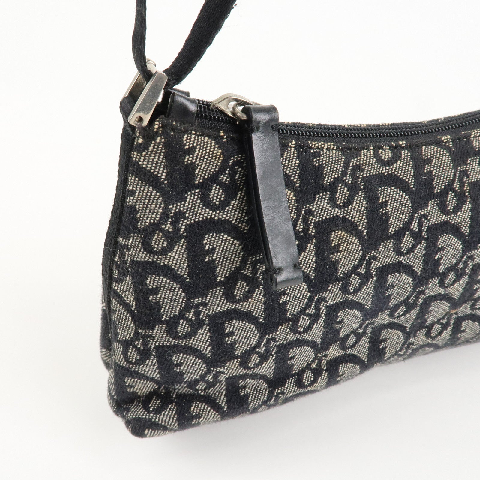 Christian Dior Trotter Canvas Leather Shoulder Bag Hand Bag Black Used