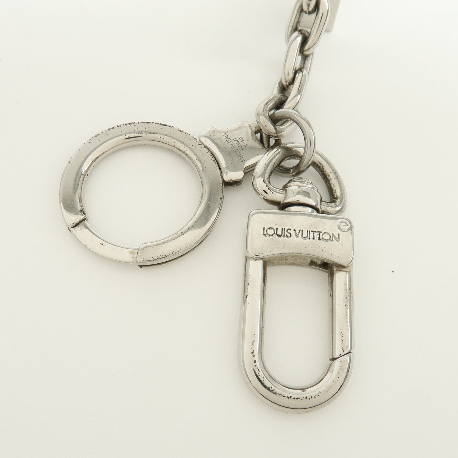 Louis Vuitton Porte Cles Initials LV Metal Bag Charm Silver M65071