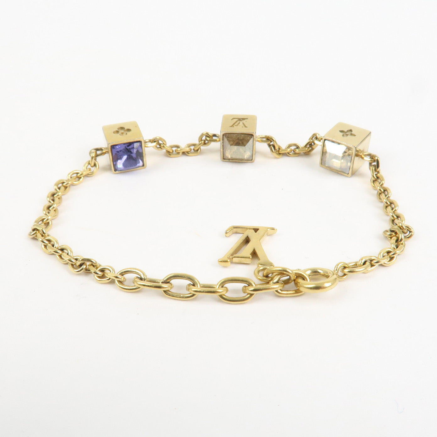 Louis Vuitton Collier Gamble Rhinestone Bracelet Gold M66060