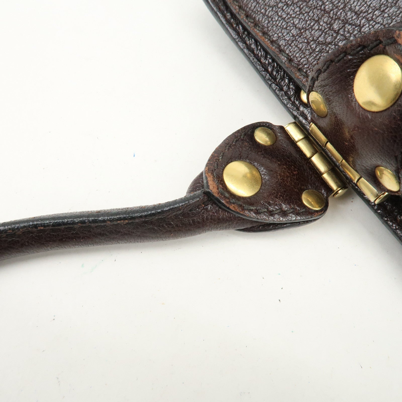 MIU MIU Logo Velour Leather Shoulder Bag Black Brown