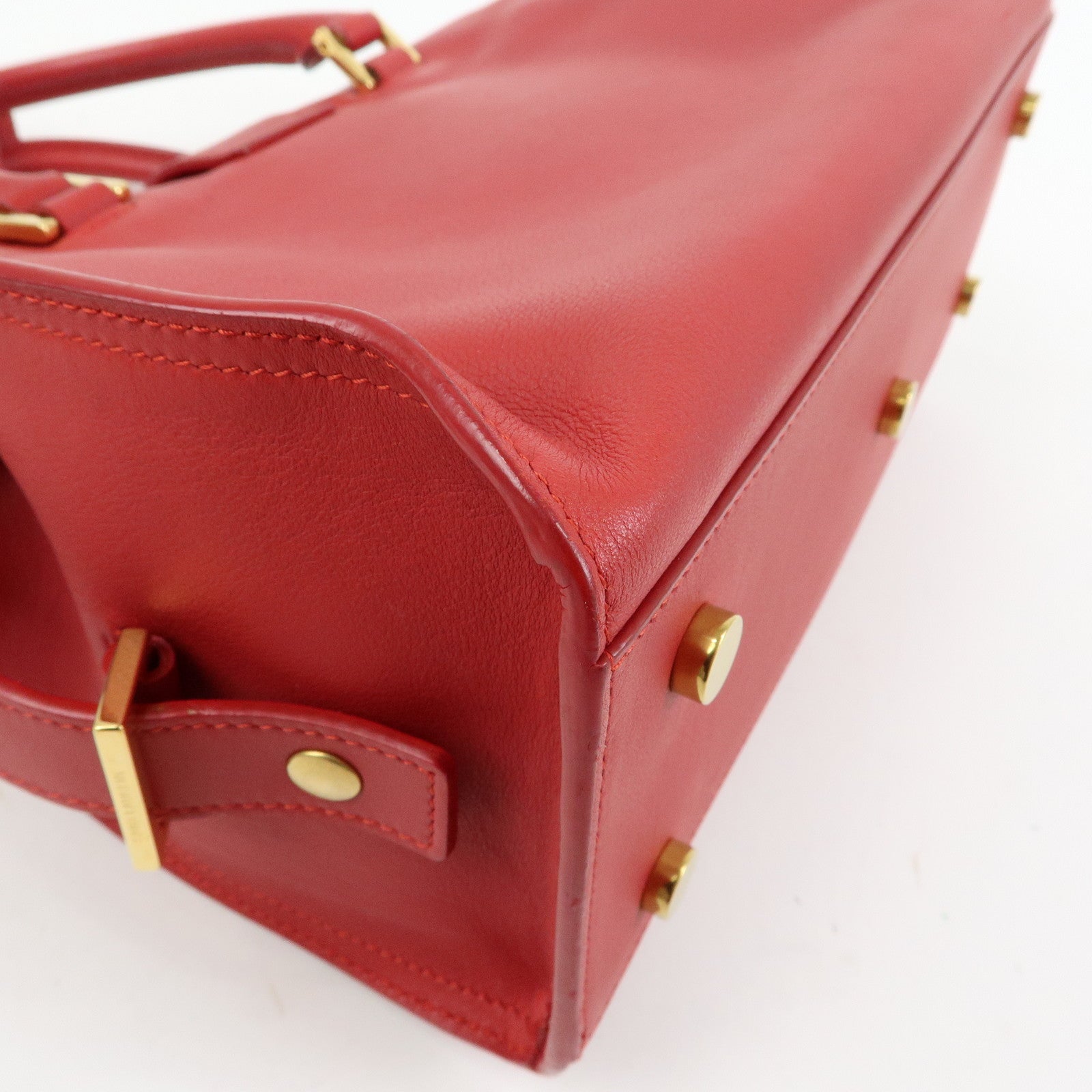 SAINT LAURENT PARIS Baby Cabas Leather 2Way Bag Hand Bag Red 424868