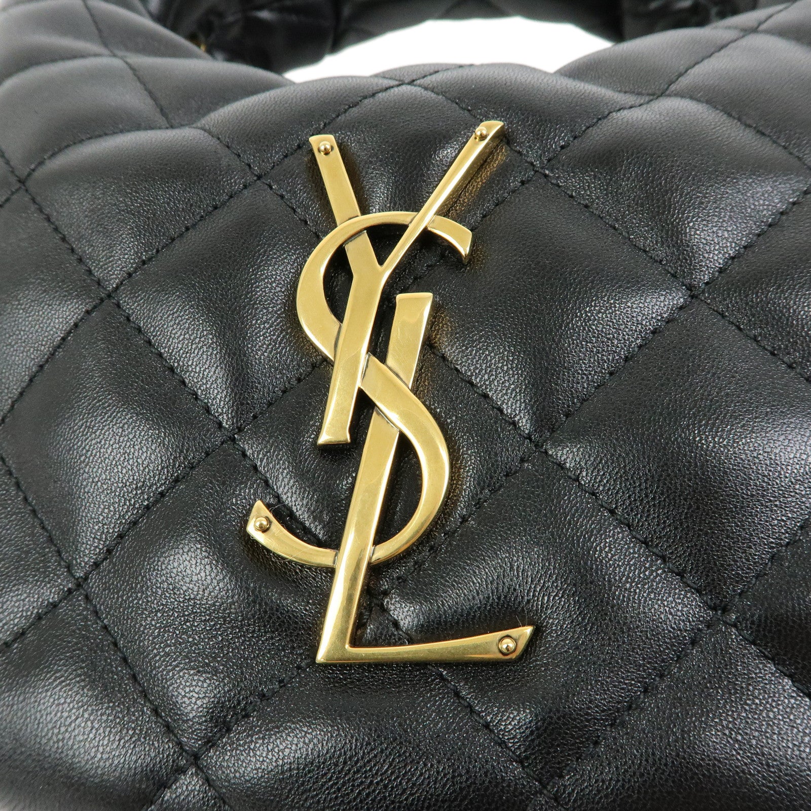 SAINT LAURENT PARIS ICARINO Quilting Nappa Leather Hand Bag Black