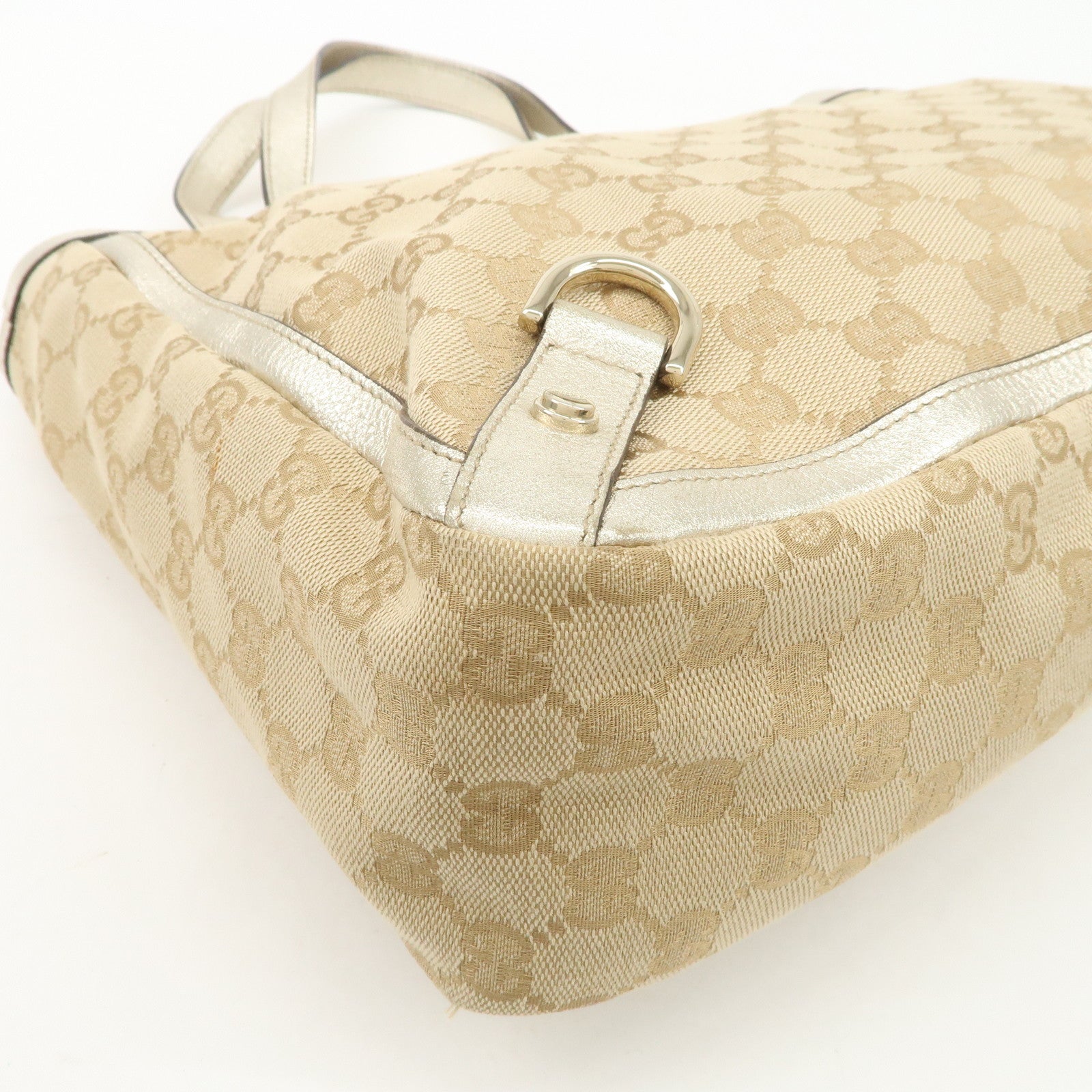 GUCCI Abbey GG Canvas Tote Bag Hand Bag Beige Gold 17004