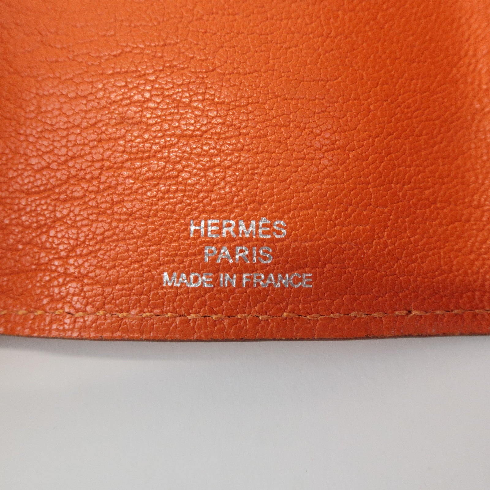 HERMES Shable Bean Leather 4 Rings Key Case I Stamped Orange