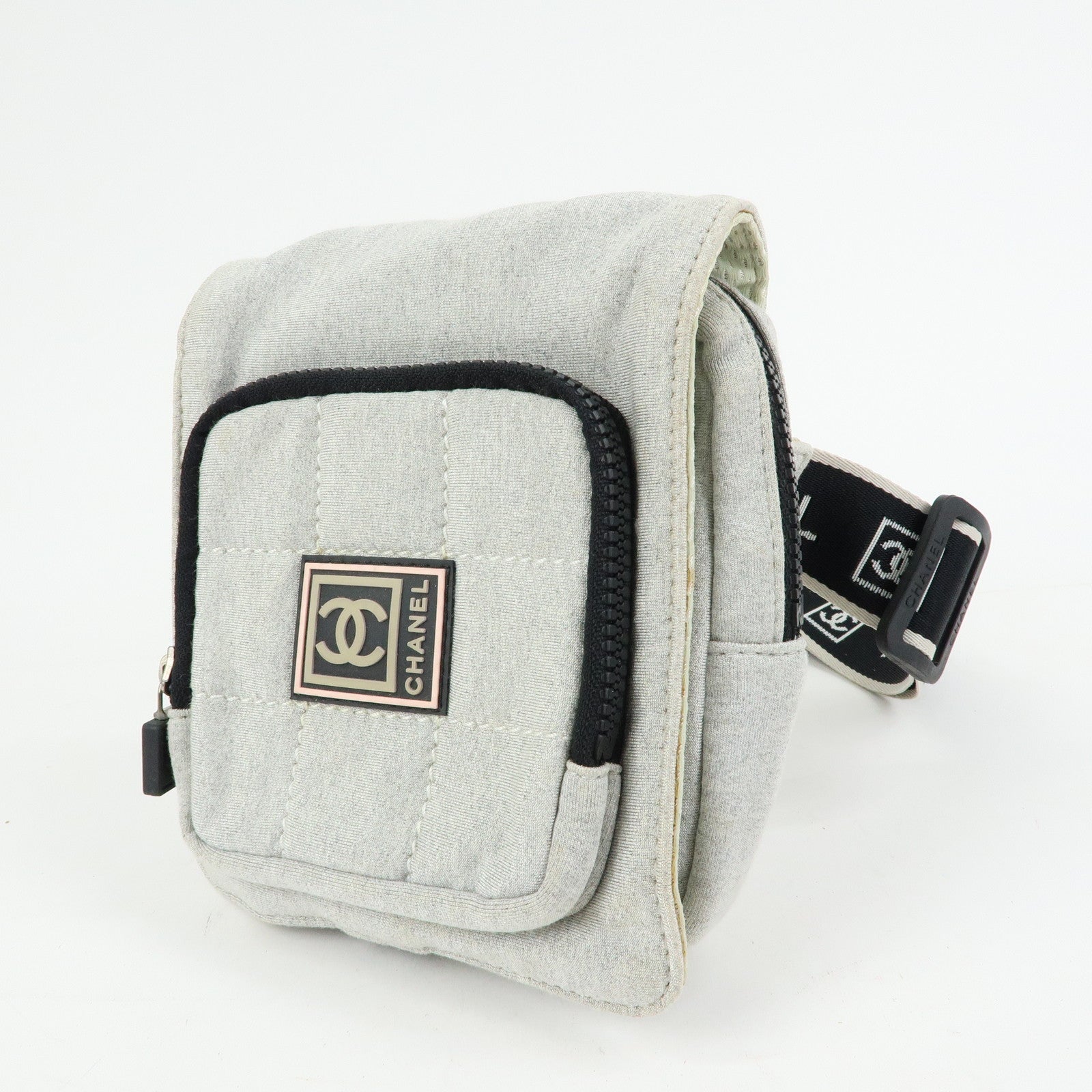 CHANEL CHANEL Sports Cotton Waist Bag Body Bag Gray