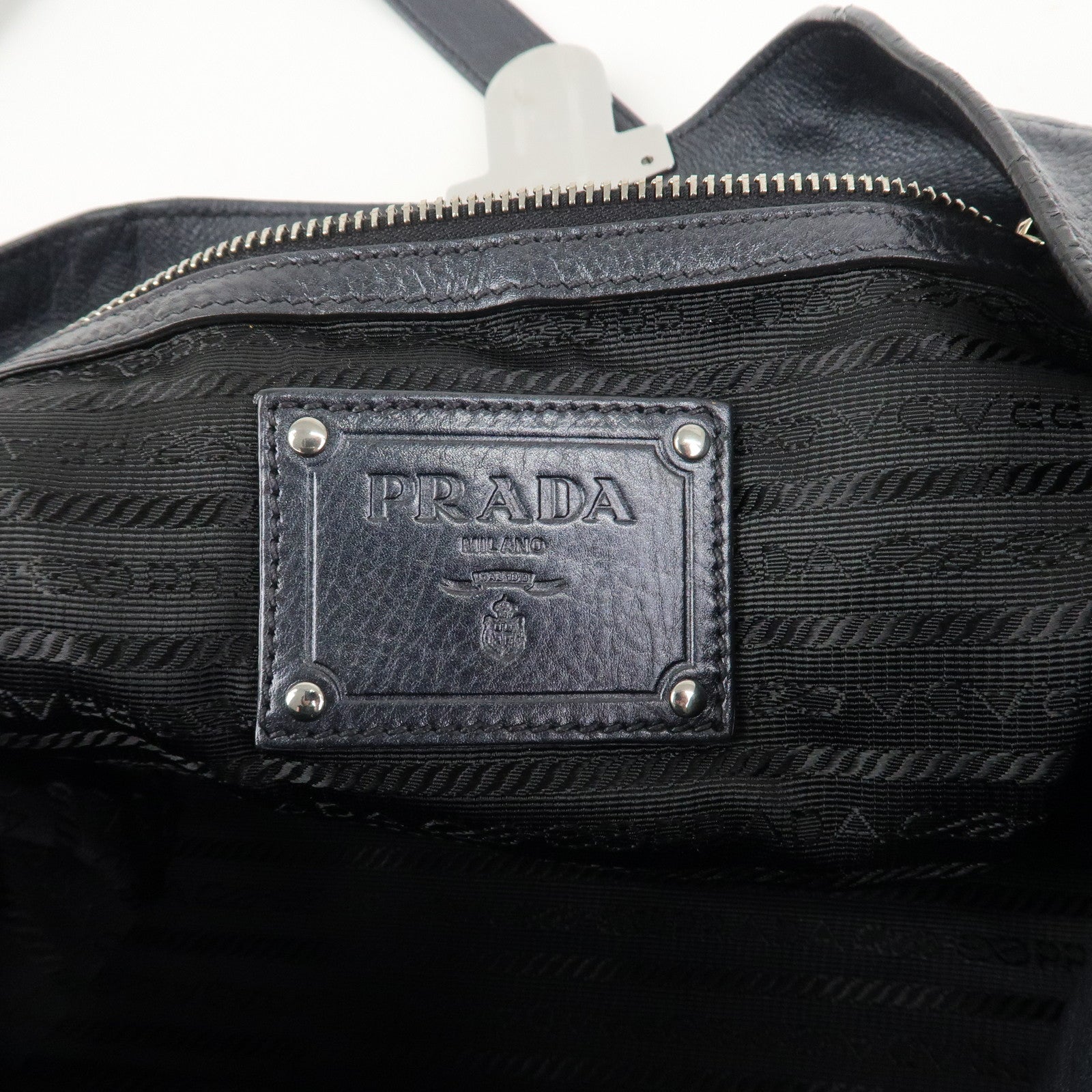 PRADA Logo Leather Shoulder Bag Hand Bag Black BR3901