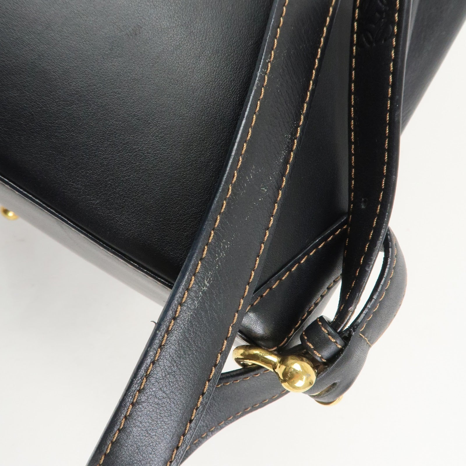 LOEWE Anton Anagram Leather Backpack Shoulder Bag Black