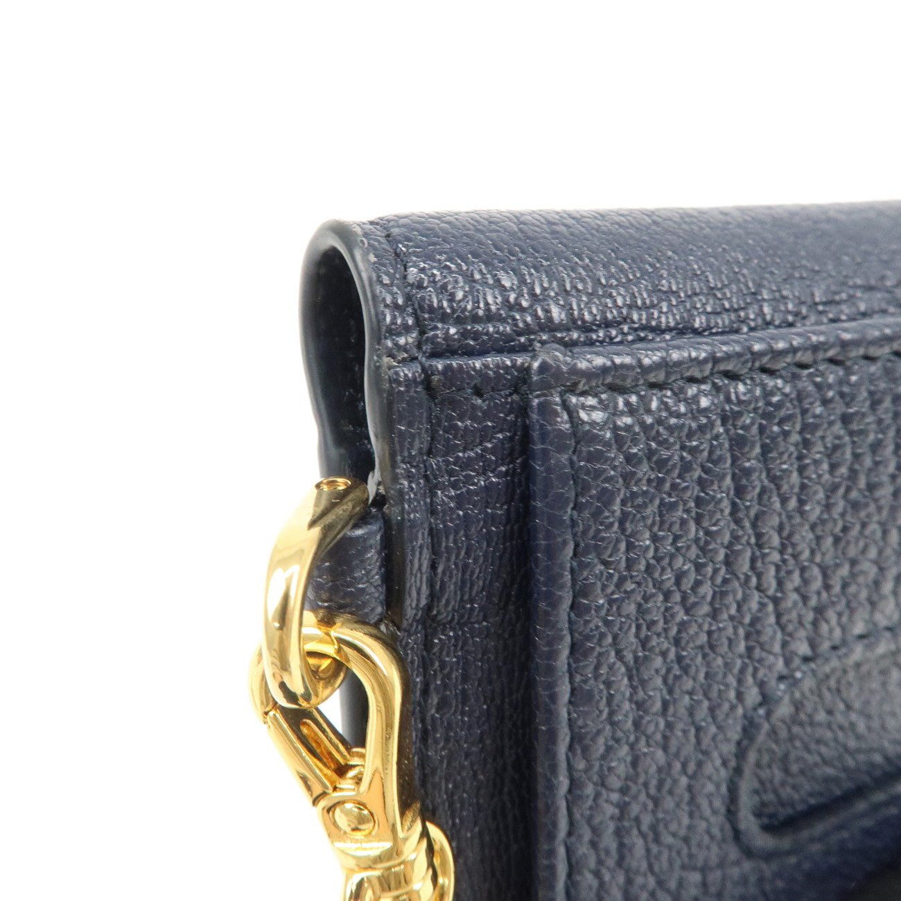 MIUMIU Logo Madras Leather Card Case Pass Case Navy 5MC320 Used