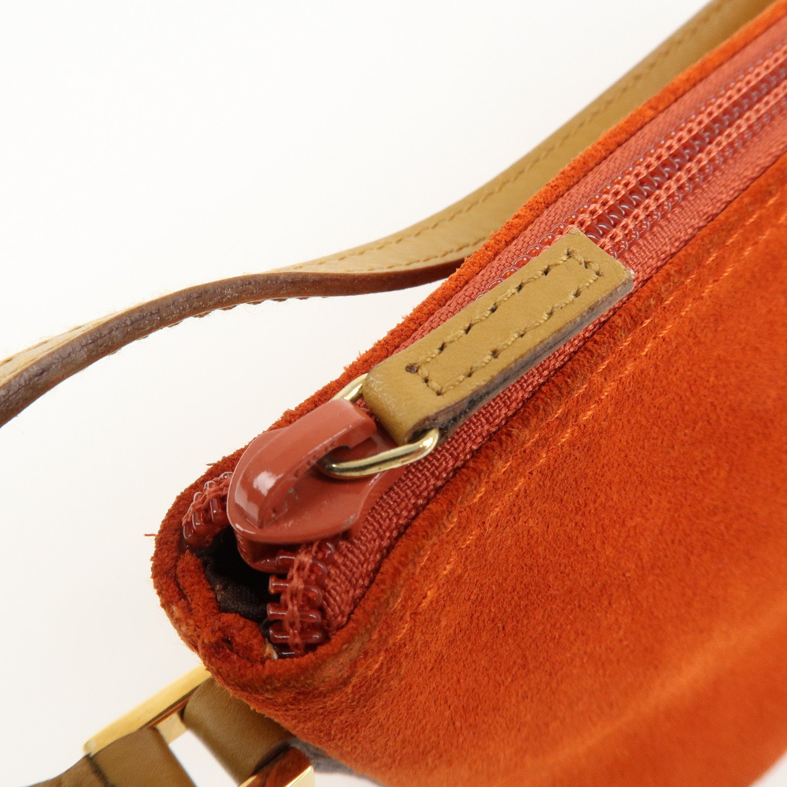 GUCCI Suede Leather Accessory Pouch Hand Bag Orange 039.1103