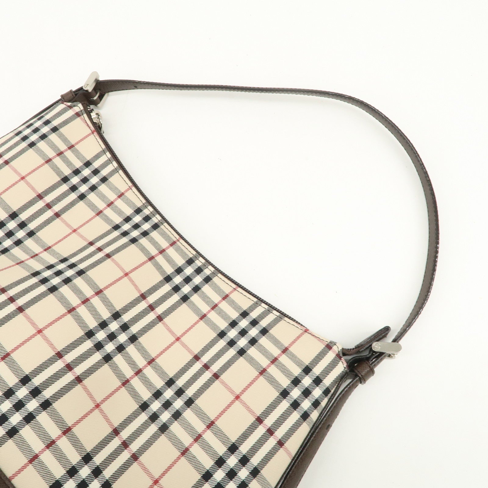 BURBERRY Nova Plaid Canvas Leather Shoulder Bag Hand Bag Beige