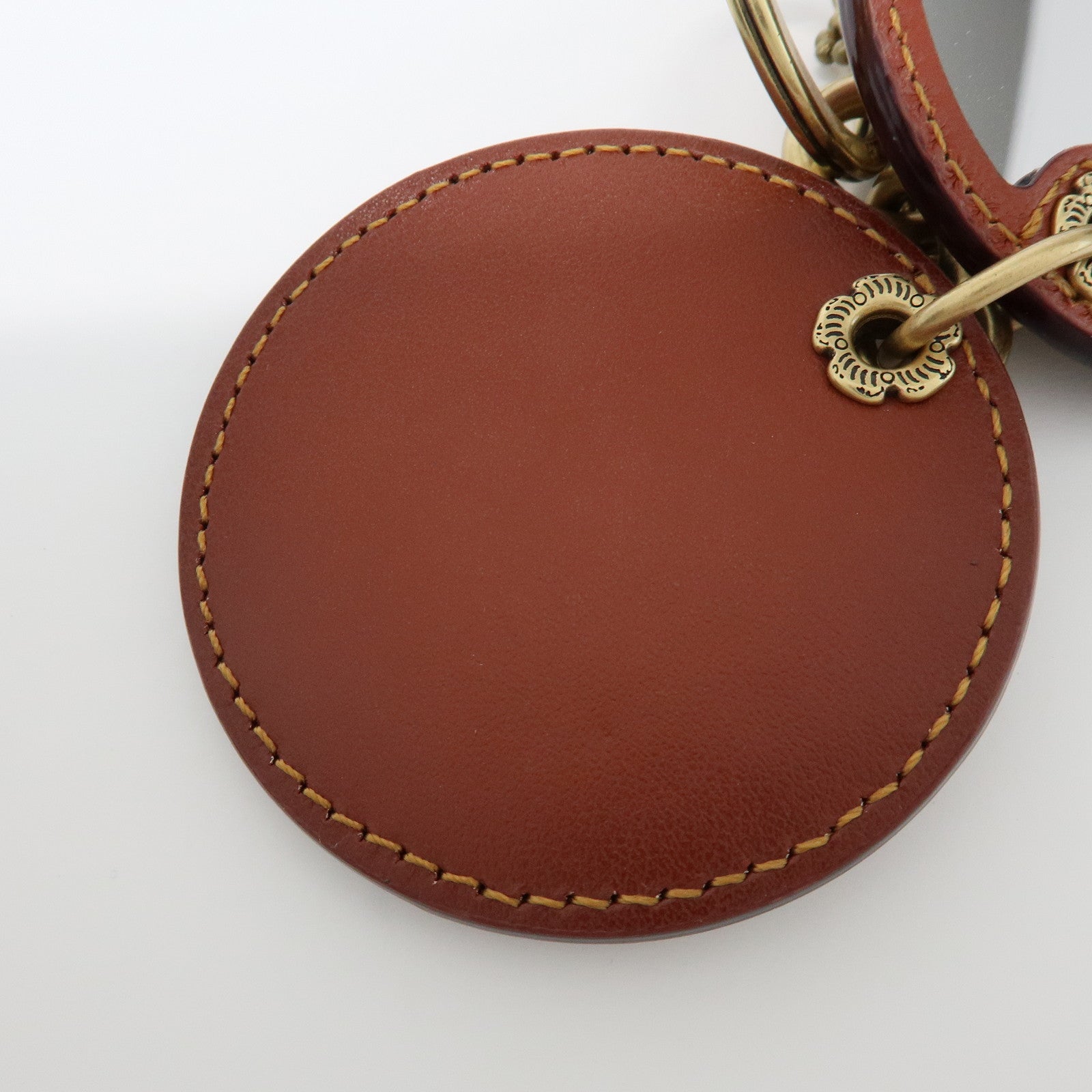COACH Signature Metal Leather Set of 2 Key Chain Key Holder Brown