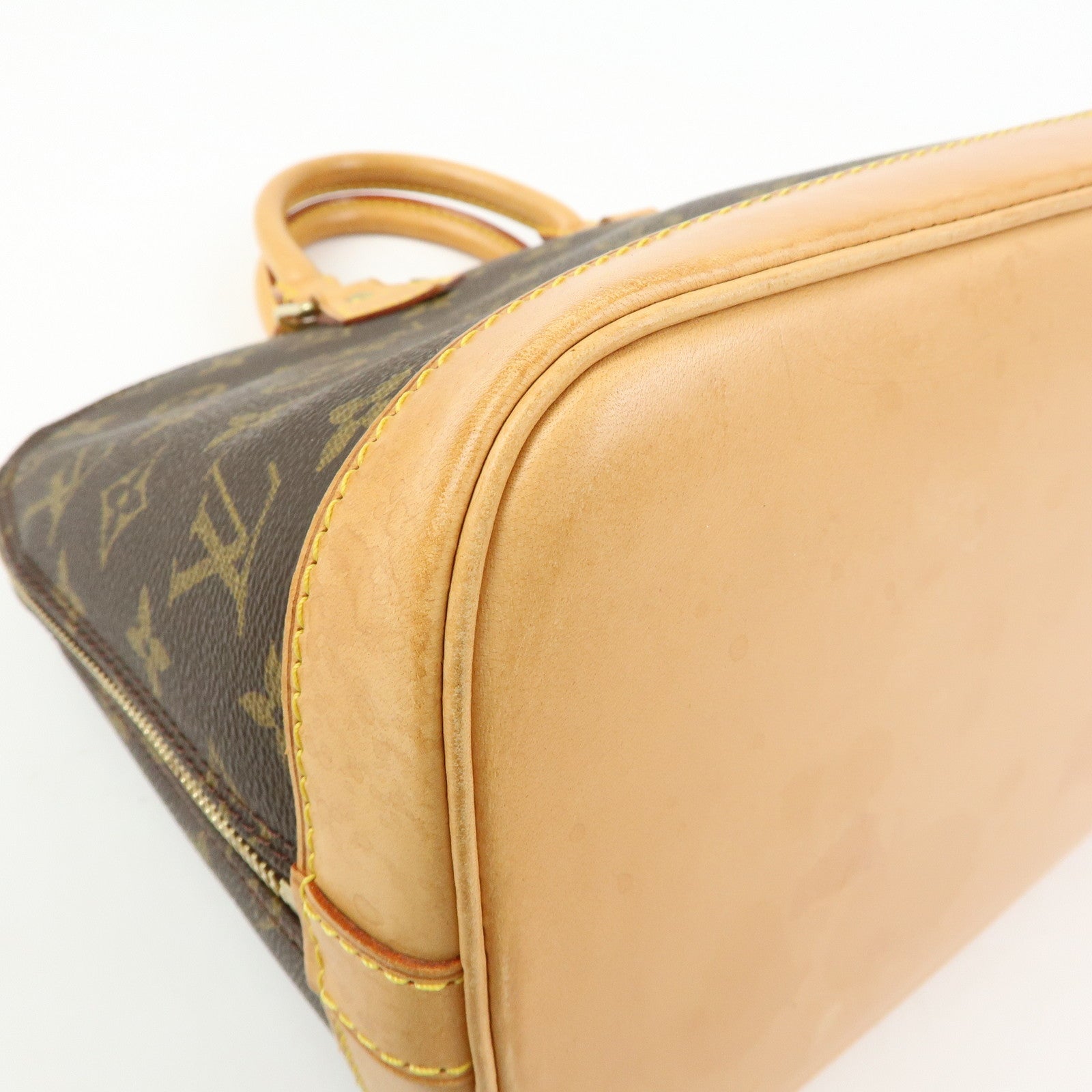 Louis Vuitton Monogram Canvas Leather Alma Hand Bag Brown M51130