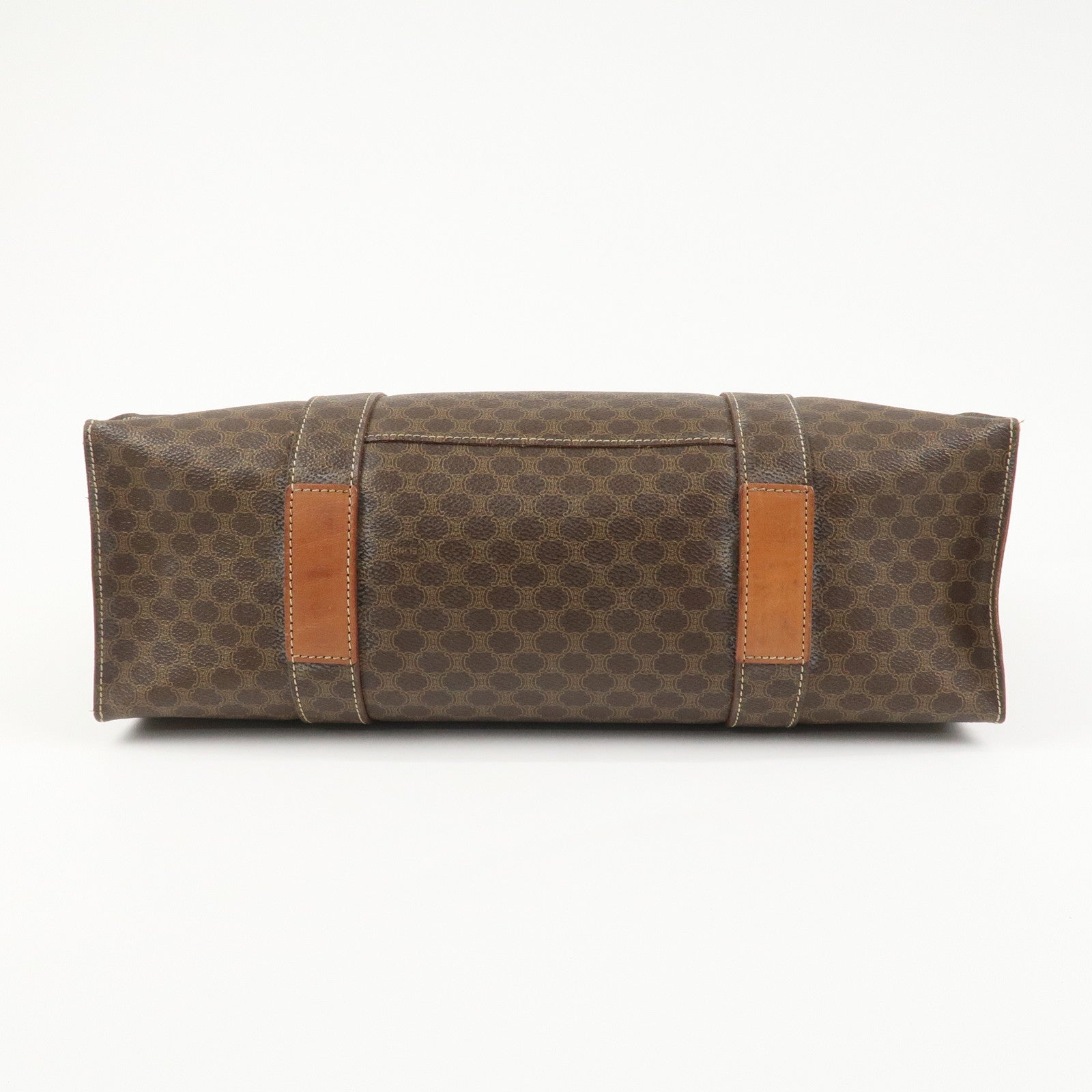 CELINE Macadam PVC Coating Canvas Leather Tote Bag Brown