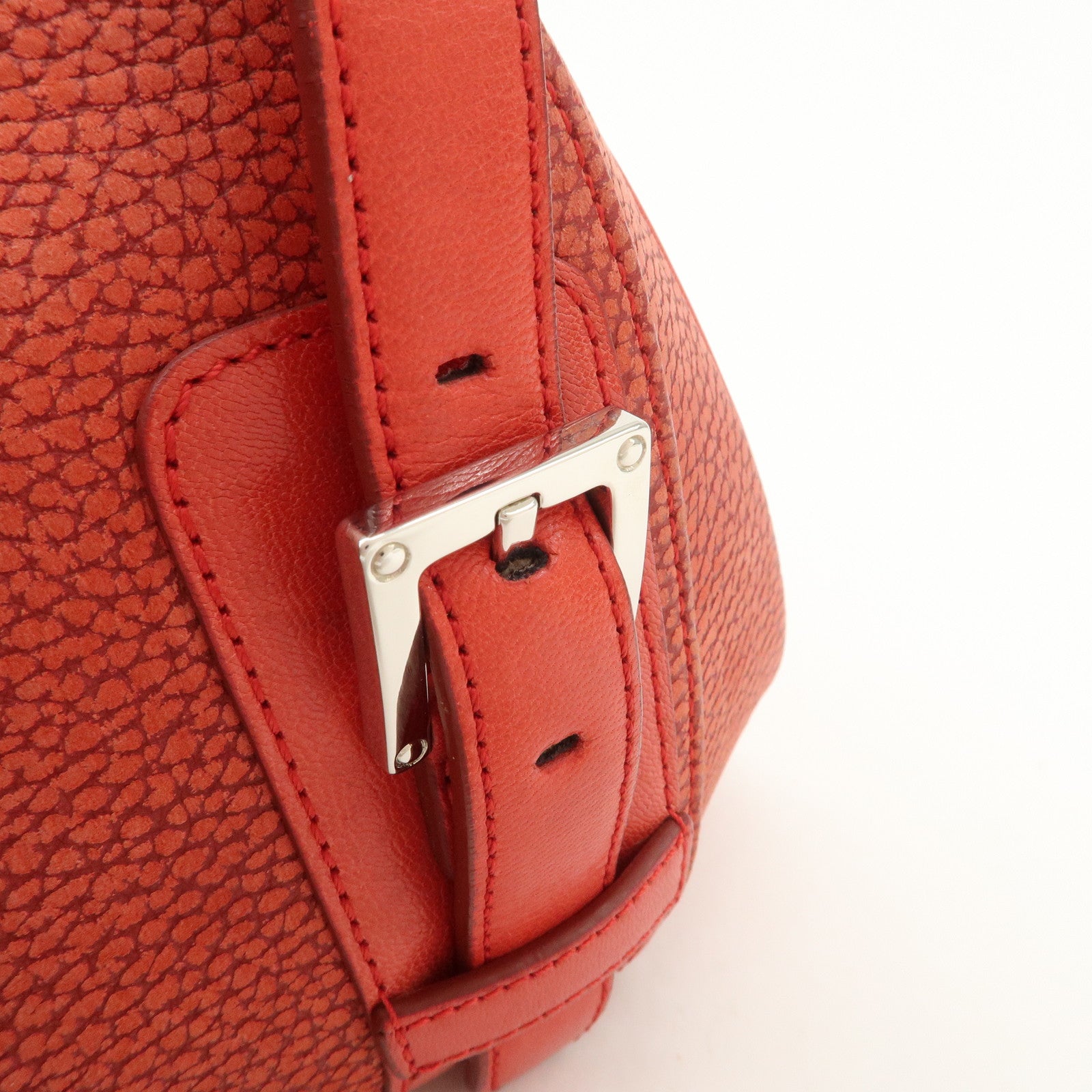 LOEWE Logo Senda Leather Shoulder Bag Hand Bag Red