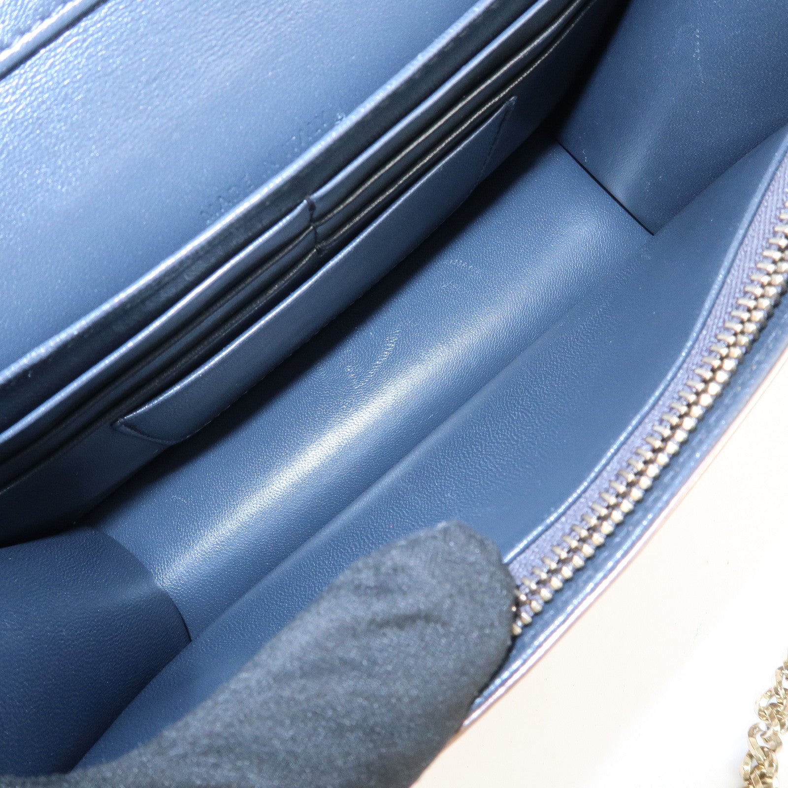 Christian Dior Patent Leather Chain Shoulder Bag Metallic Pink Used