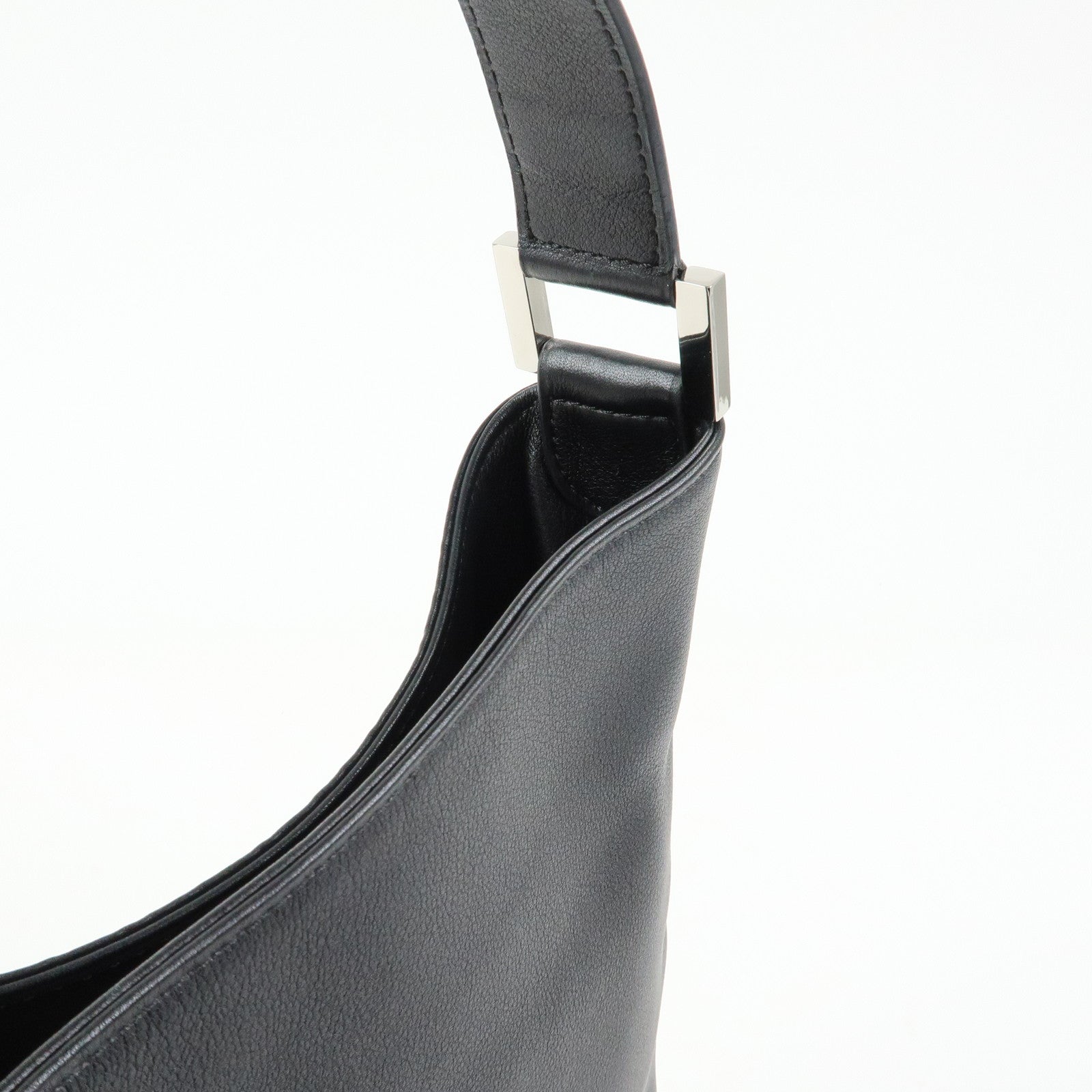 DELVAUX Louise Leather Shoulder Bag Hand Bag Black