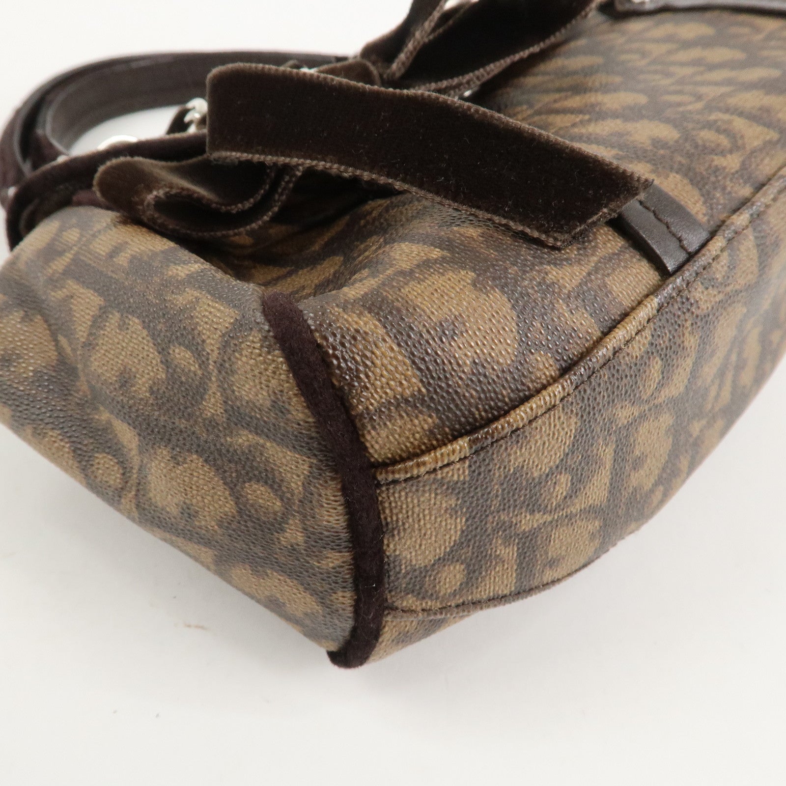 Christian Dior Trotter Romantic PVC Suede Hand Bag Brown