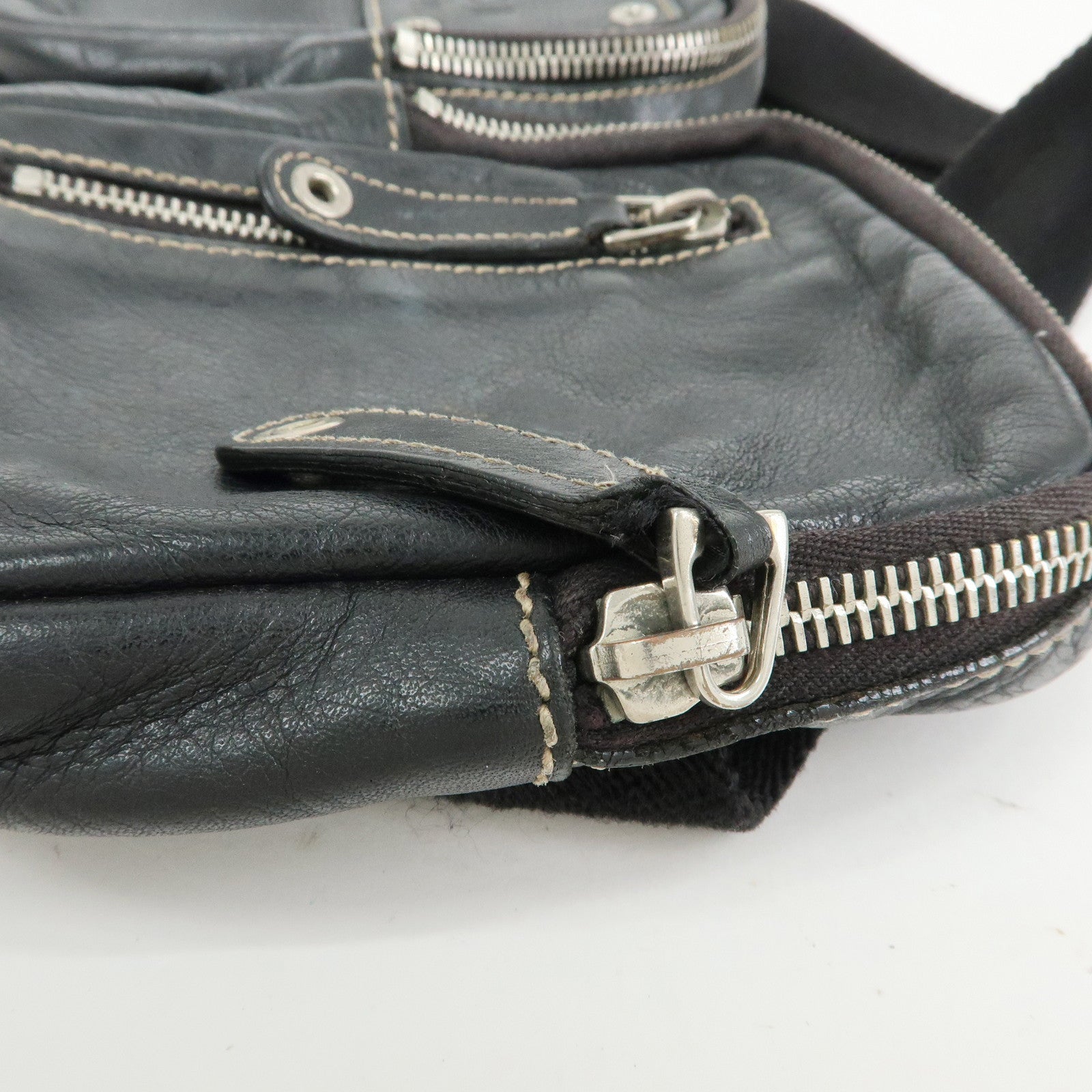 GUCCI Leather Waist Pouch Body Bag Crossbody Bag Black 201846