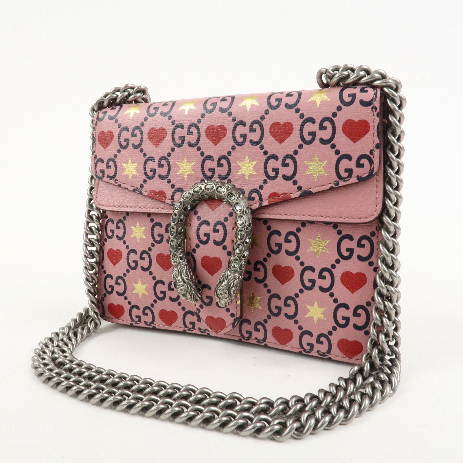 GUCCI Dionysus Leather Chain Shoulder Bag Valentine Limited 421970