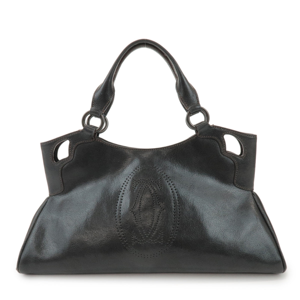 Cartier Marcello de Cartier Leather Hand Bag Tote Bag Black