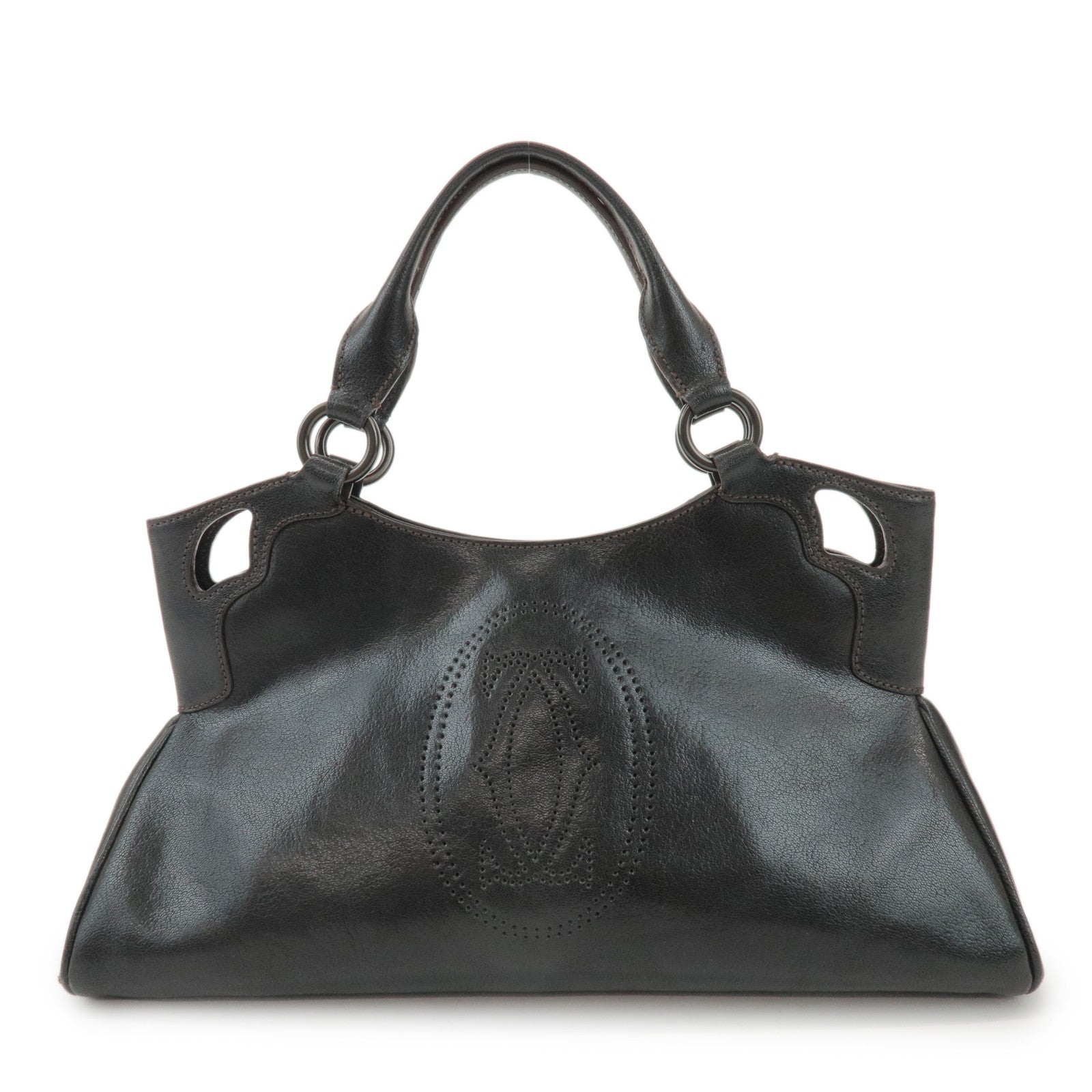 Cartier Marcello de Cartier Leather Hand Bag Tote Bag Black