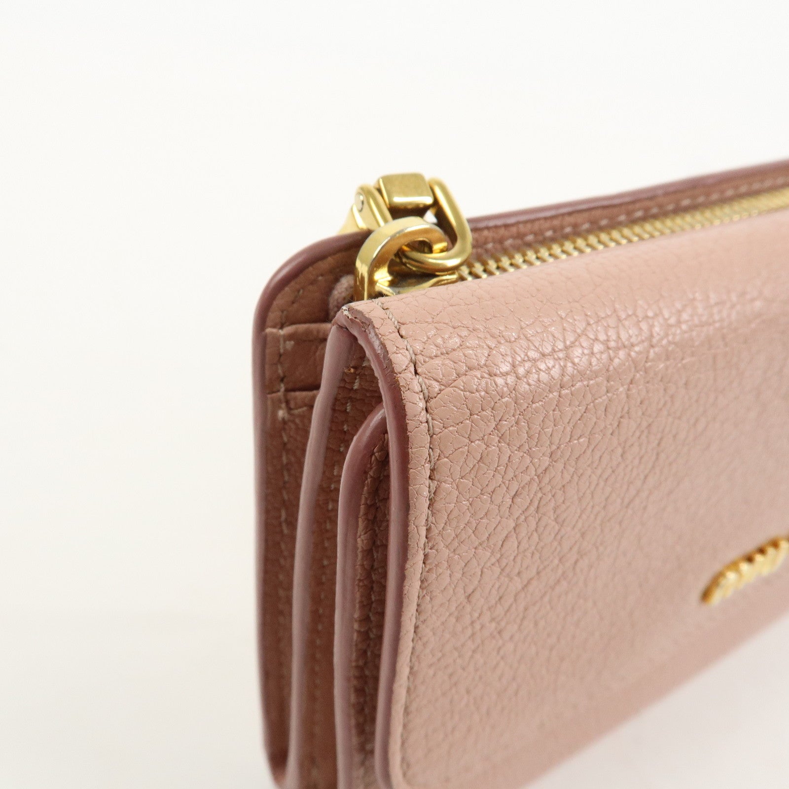 MIU MIU Leather Bi-fold Wallet Compact Wallet Pink 5ML014 Used