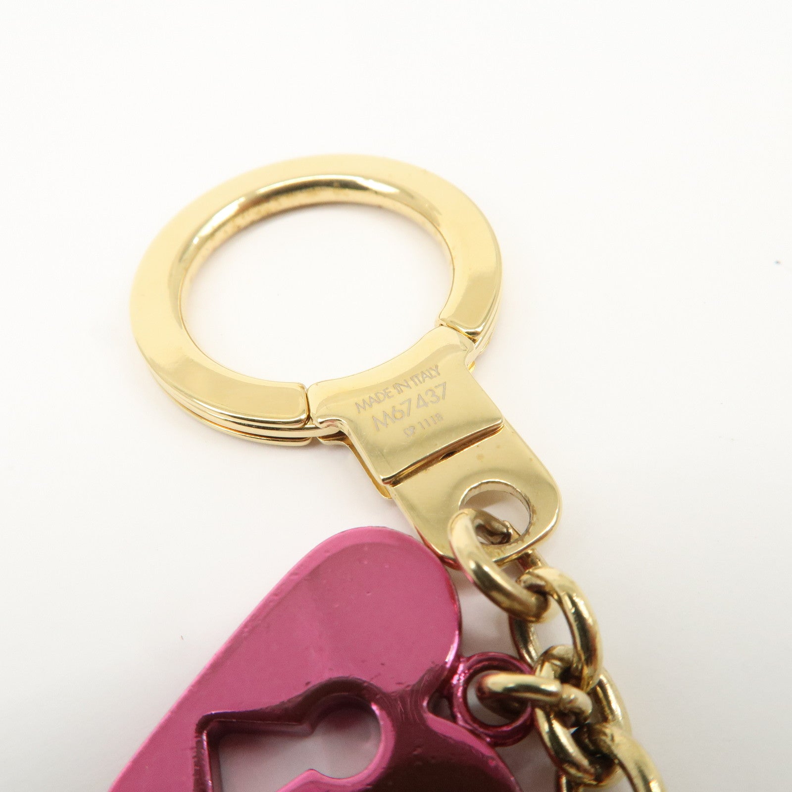 Louis Vuitton Bijou Sac Chenne Love Lock Key Charm Gold Pink M67437 Used