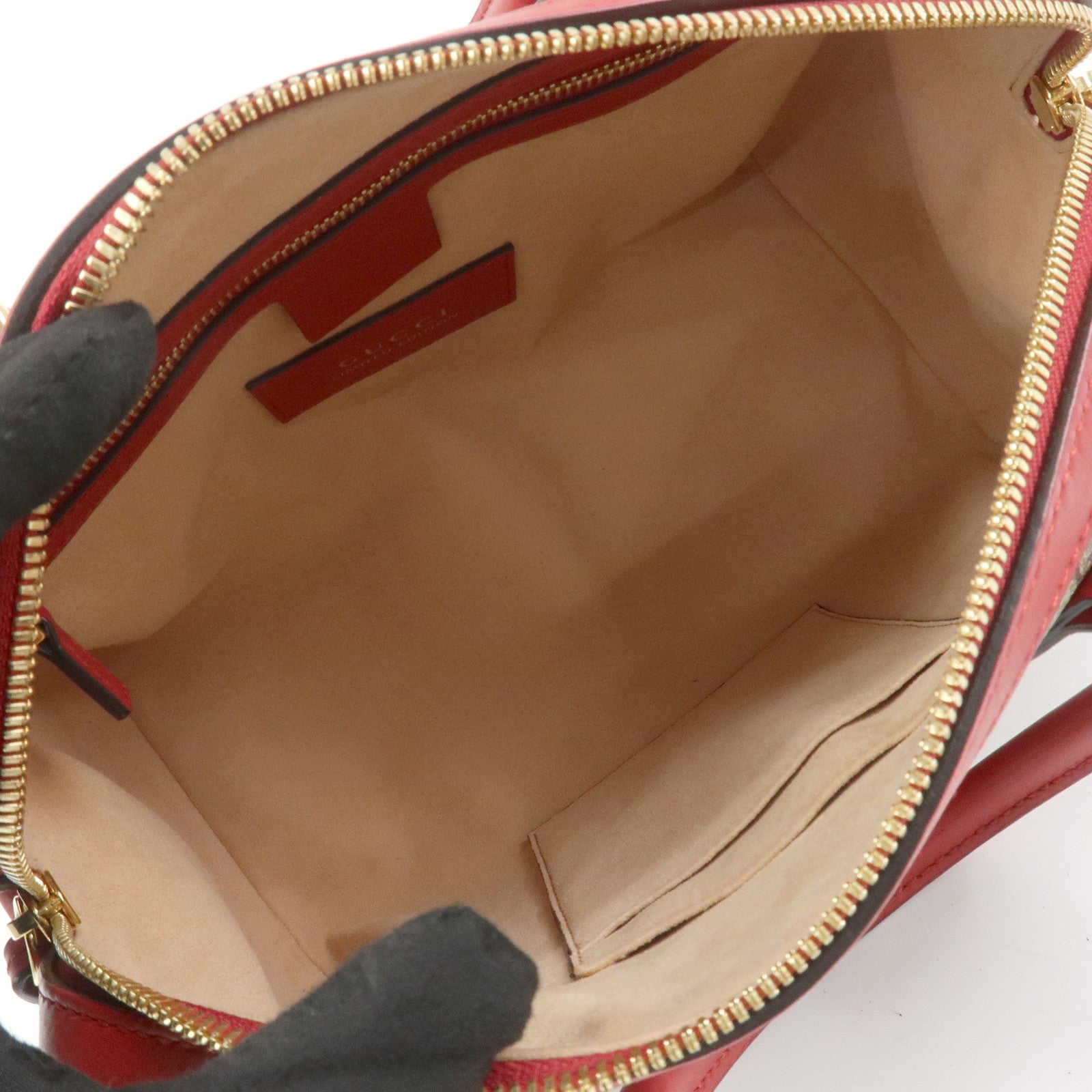 GUCCI GG Supreme Leather 2WAY Bag Shoulder Bag Beige Red 409529