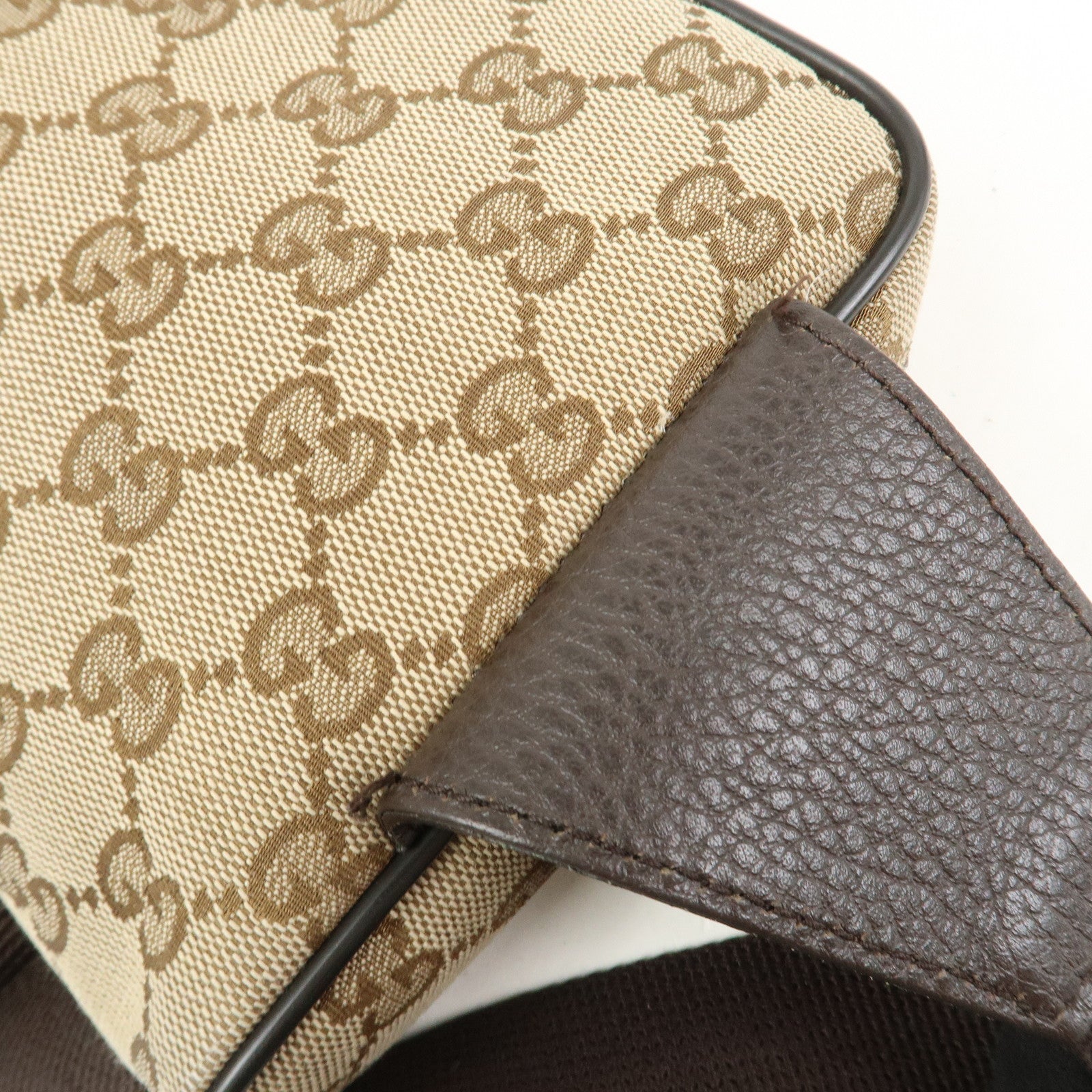 GUCCI GG Canvas Leather Waist Bag Crossbody Bag Beige Brown 449174
