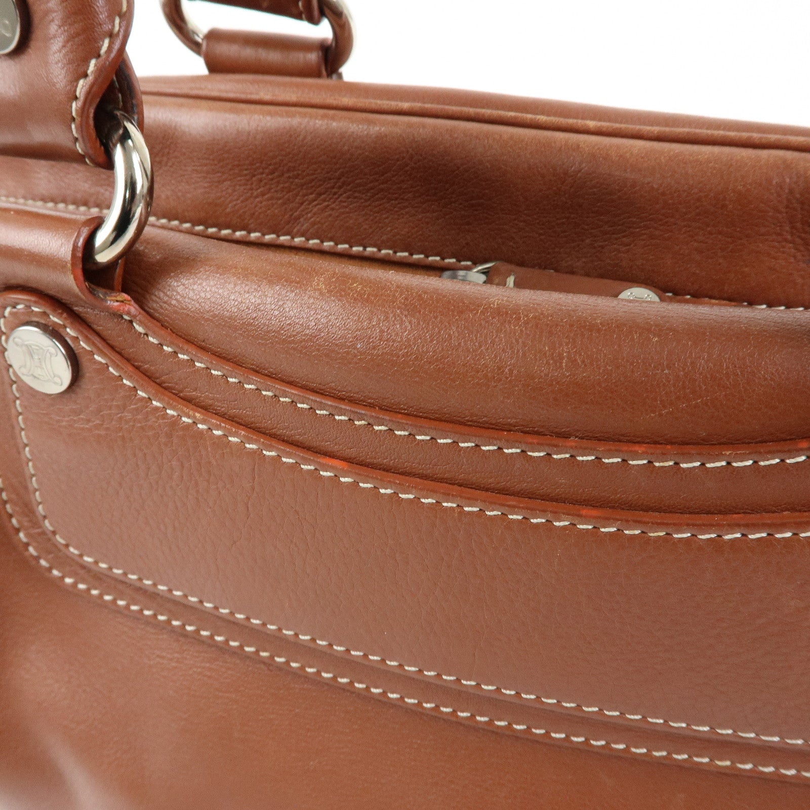 CELINE Boogie Bag Leather Hand Bag Tote Bag Brown
