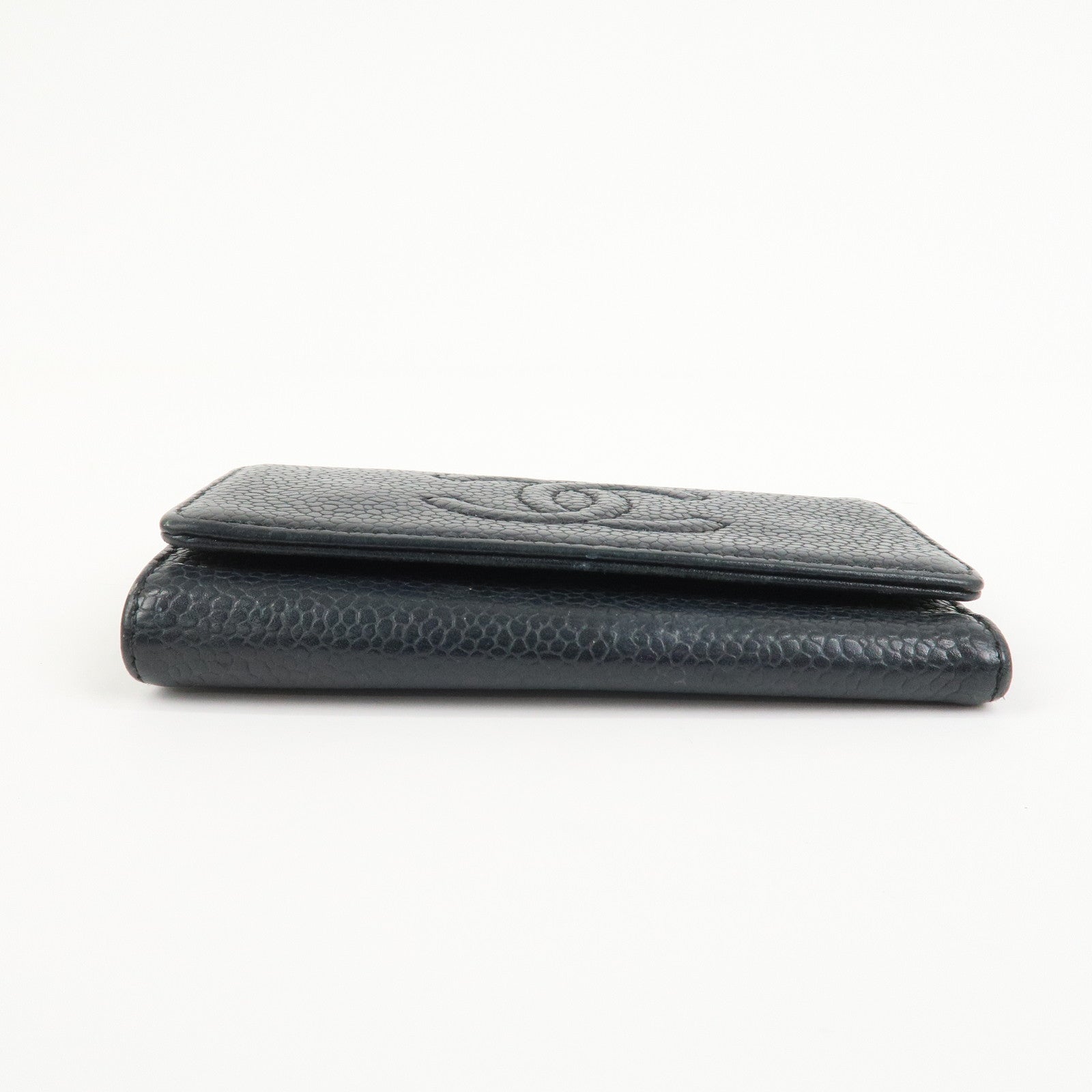 CHANEL COCO Mark Caviarskin Leather Key Case Key Holder Black