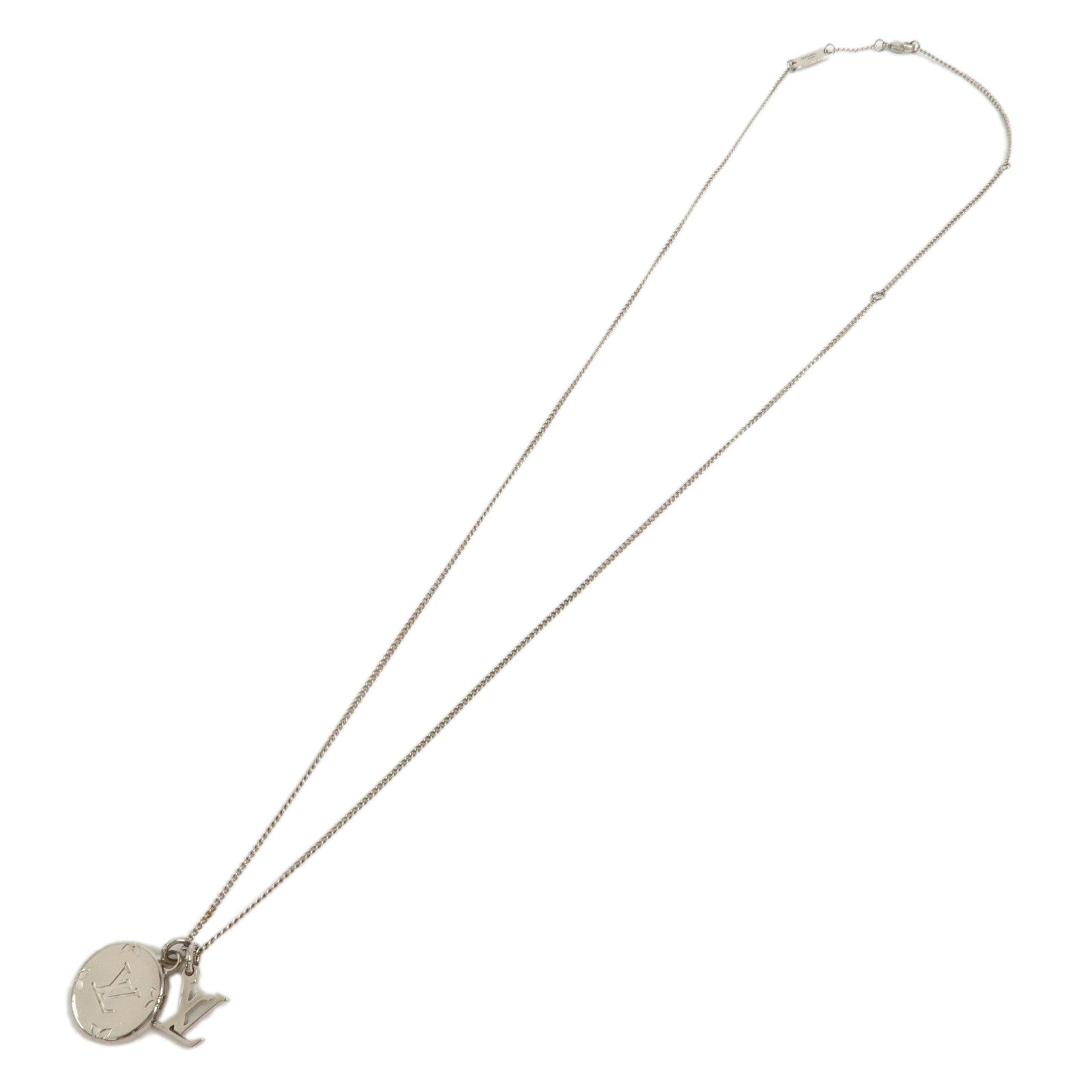 Louis Vuitton Monogram Metal Ring Necklace Silver M62485