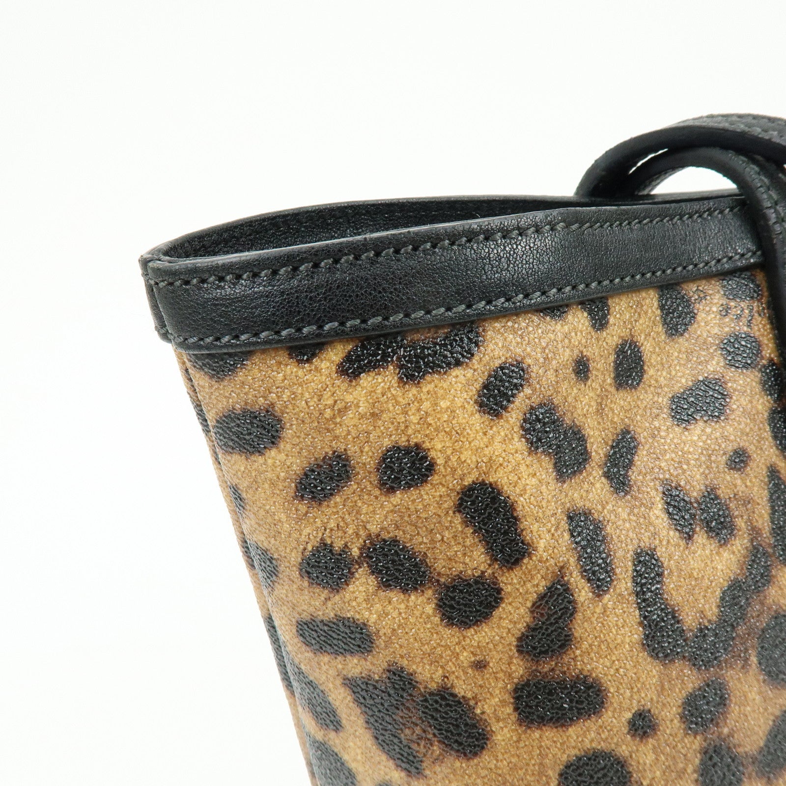 Dolce&Gabbana Leather PVC Coated Canvas Tote Bag Brown Black